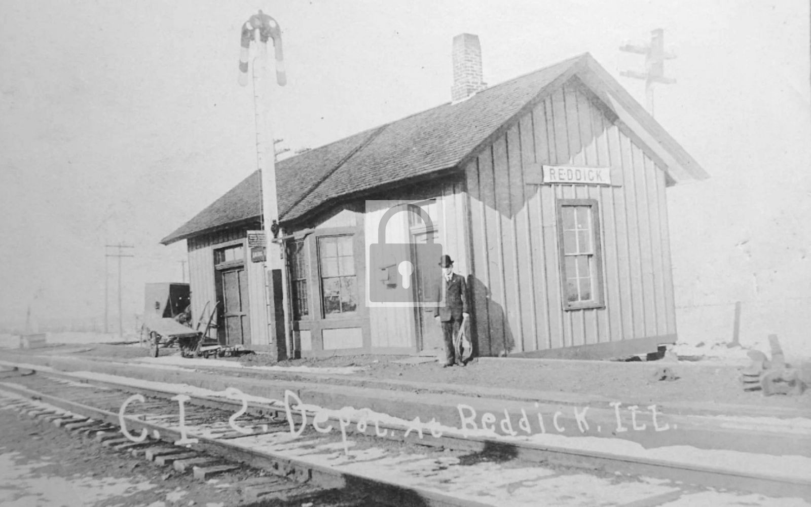 Railroad Train Depot Station Reddick Illinois IL - Reprint