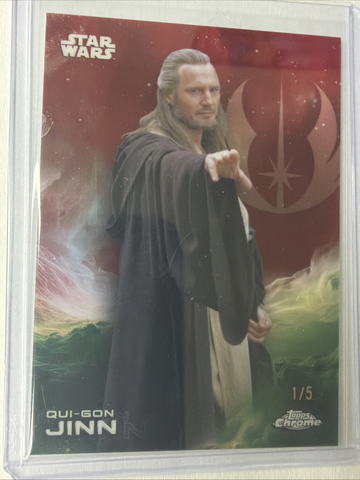 2025 Topps Chrome Star Wars Qui-Gon Jinn Red Prism Refractor 1/5 #152