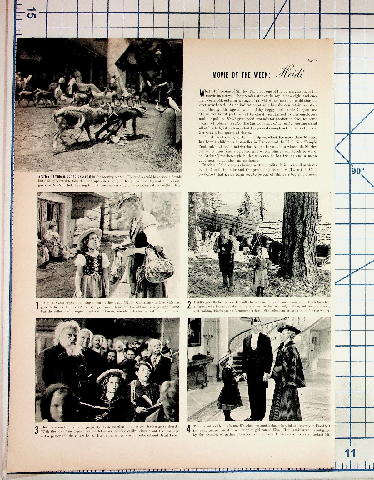 Shirley Temple Heidi 1937 Movie Magazine Article Film Program Ephemera
