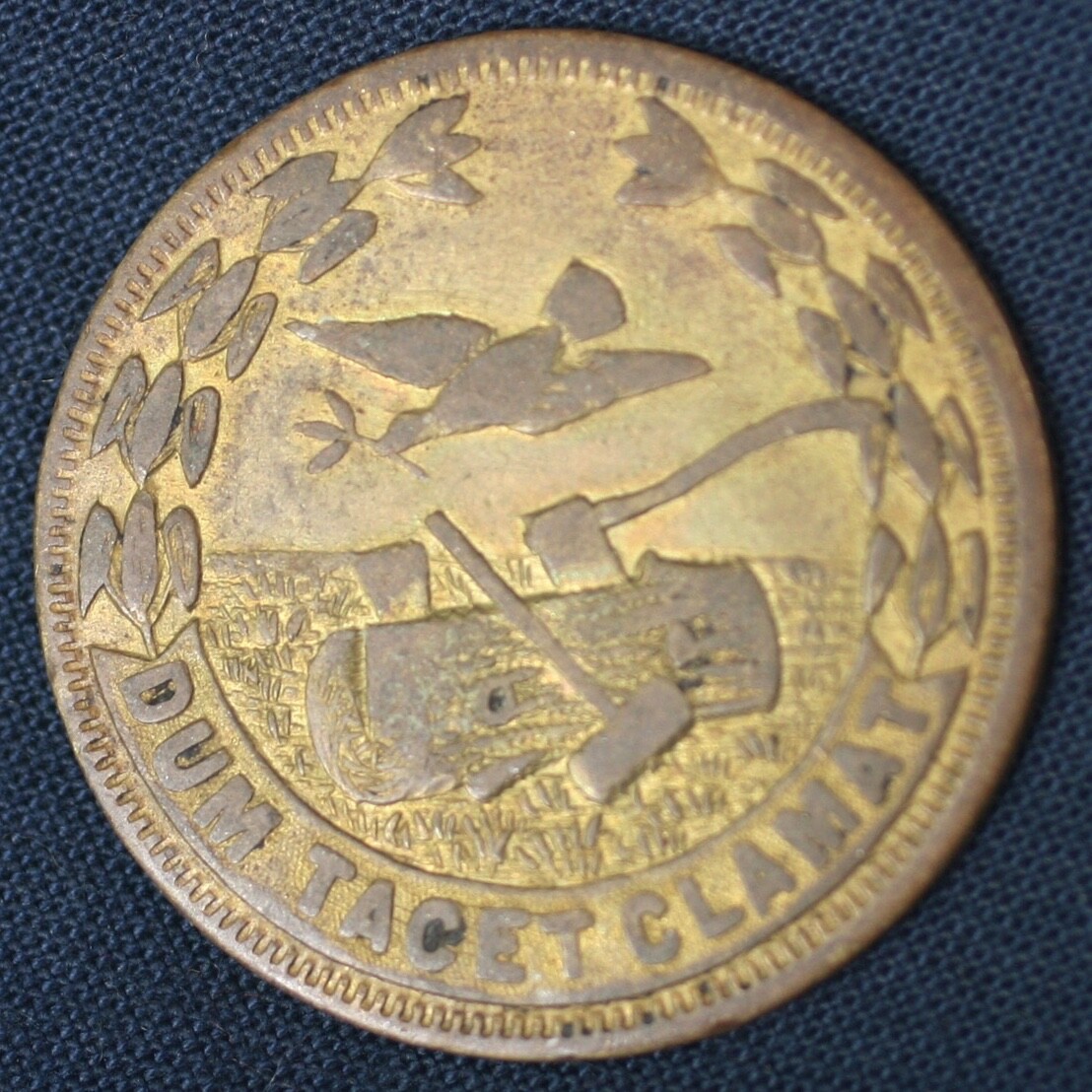 Vintage Woodmen of World Dum Tacet Clamat Brass Penny Medallion