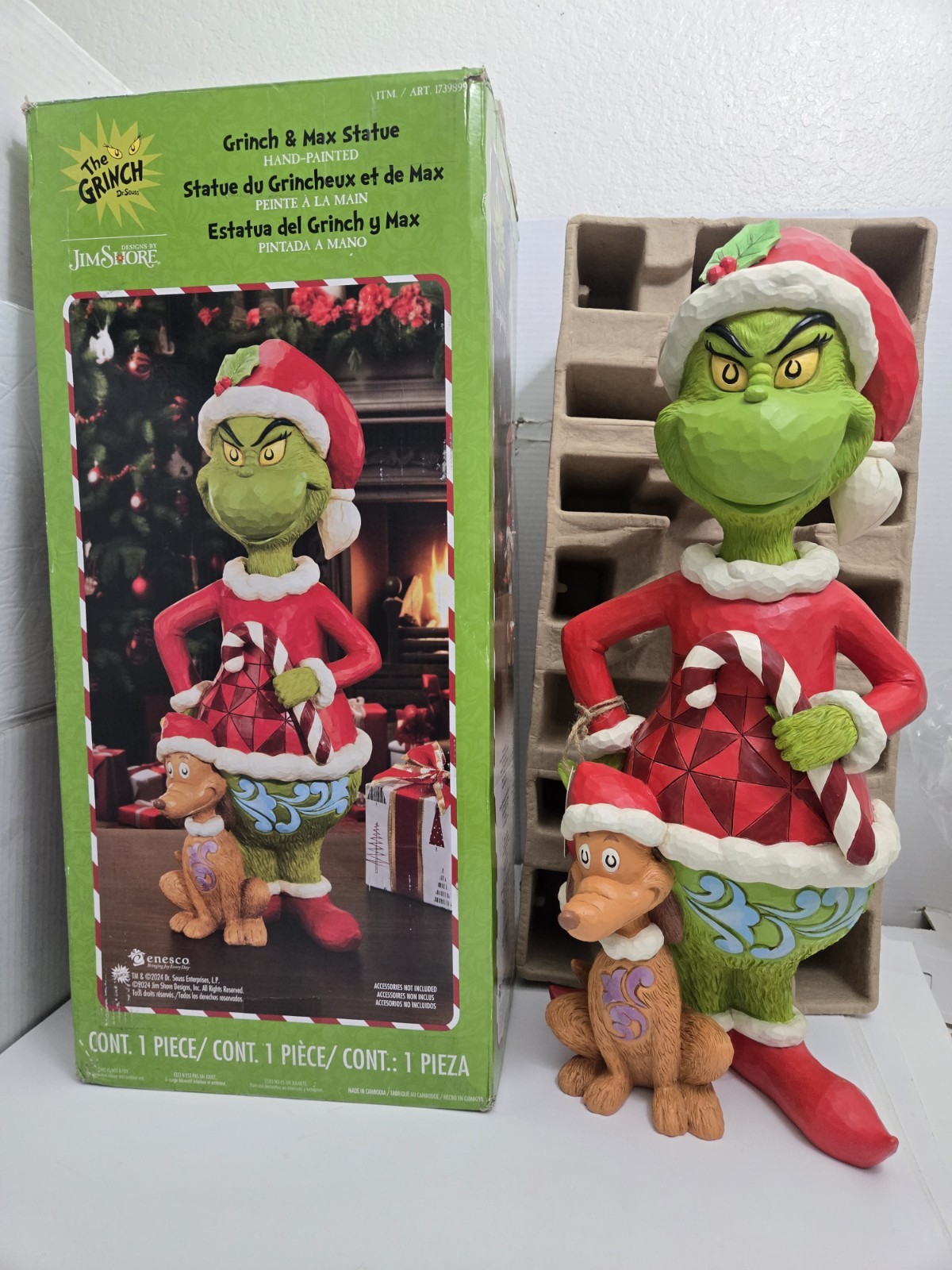 The Grinch Dr Seuss Jim Shore Grinch & Max Hand-Painted Statue 20