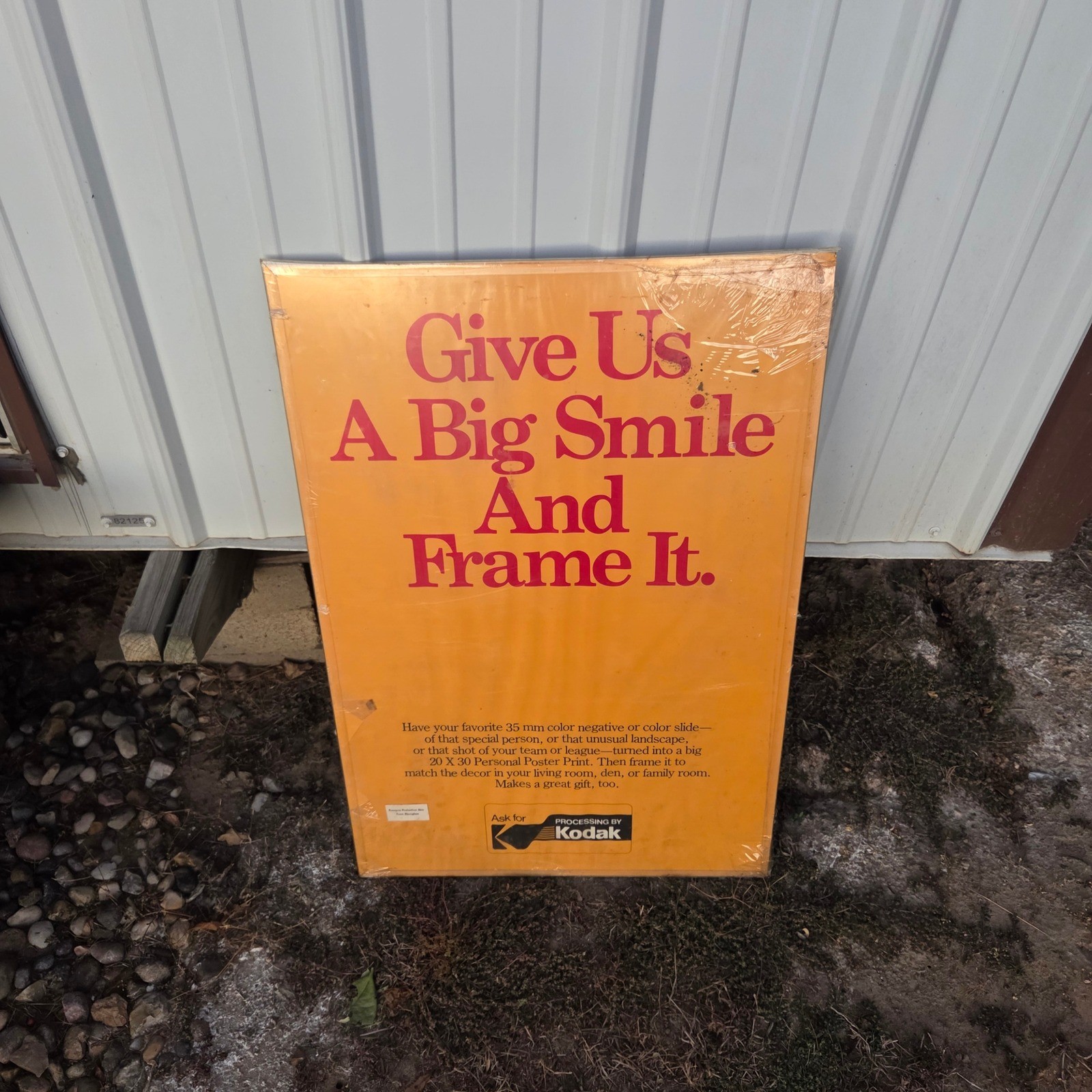 NOS Vintage Kodak Film Processing Store Display Advertise Sign Smile & Frame It