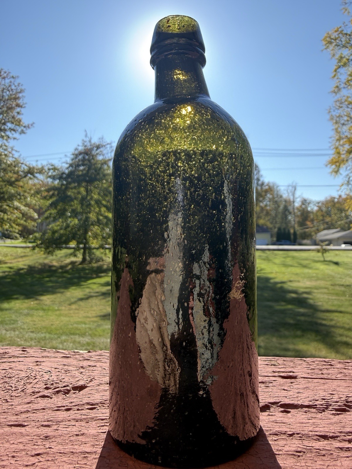 Antique 1840's Seedy Olive New England Master Ink Bottle - Pontil Antique 1840's Seedy Olive New England Master Ink Bottle - Pontil