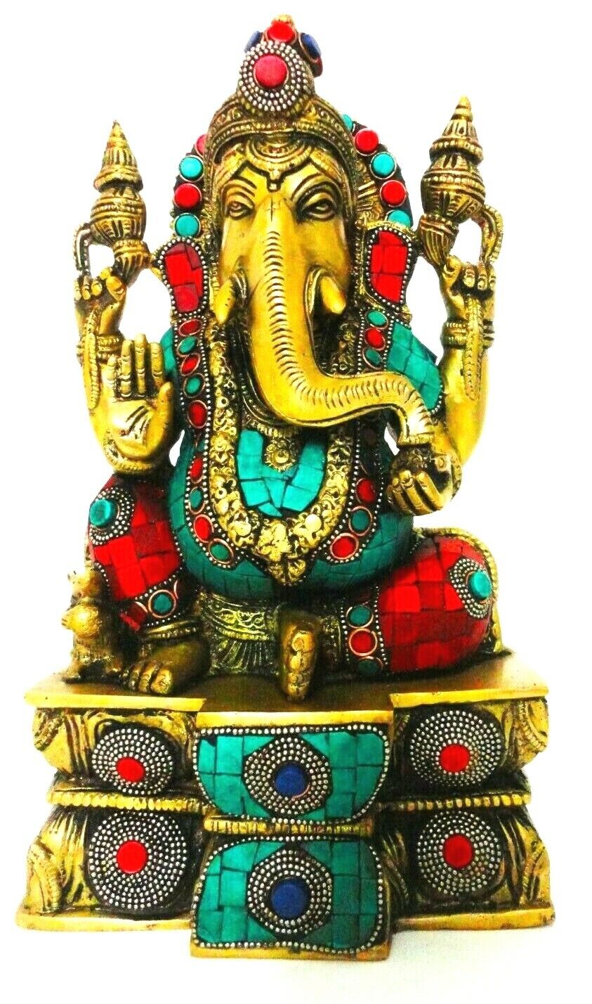 Tibetan Ganesh Ganesha Brass Statue Hindu Elephant God Buddhism