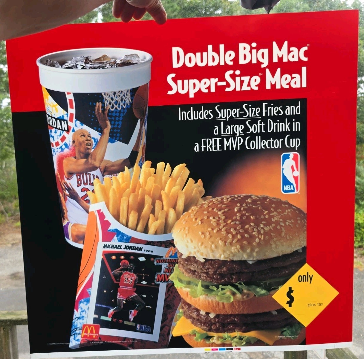 1994 McDonald\'s Translite Sign MICHAEL JORDAN DOUBLE BIG MAC SUPER-SIZE MEAL 1994 McDonald\'s Translite Sign MICHAEL JORDAN DOUBLE BIG MAC SUPER-SIZE MEAL