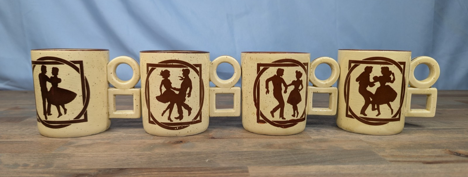 Vintage Couple Dancing Coffee Cups 4 1960\'s Square/Swing Dance Mugs Made Japan Vintage Couple Dancing Coffee Cups 4 1960\'s Square/Swing Dance Mugs Made Japan