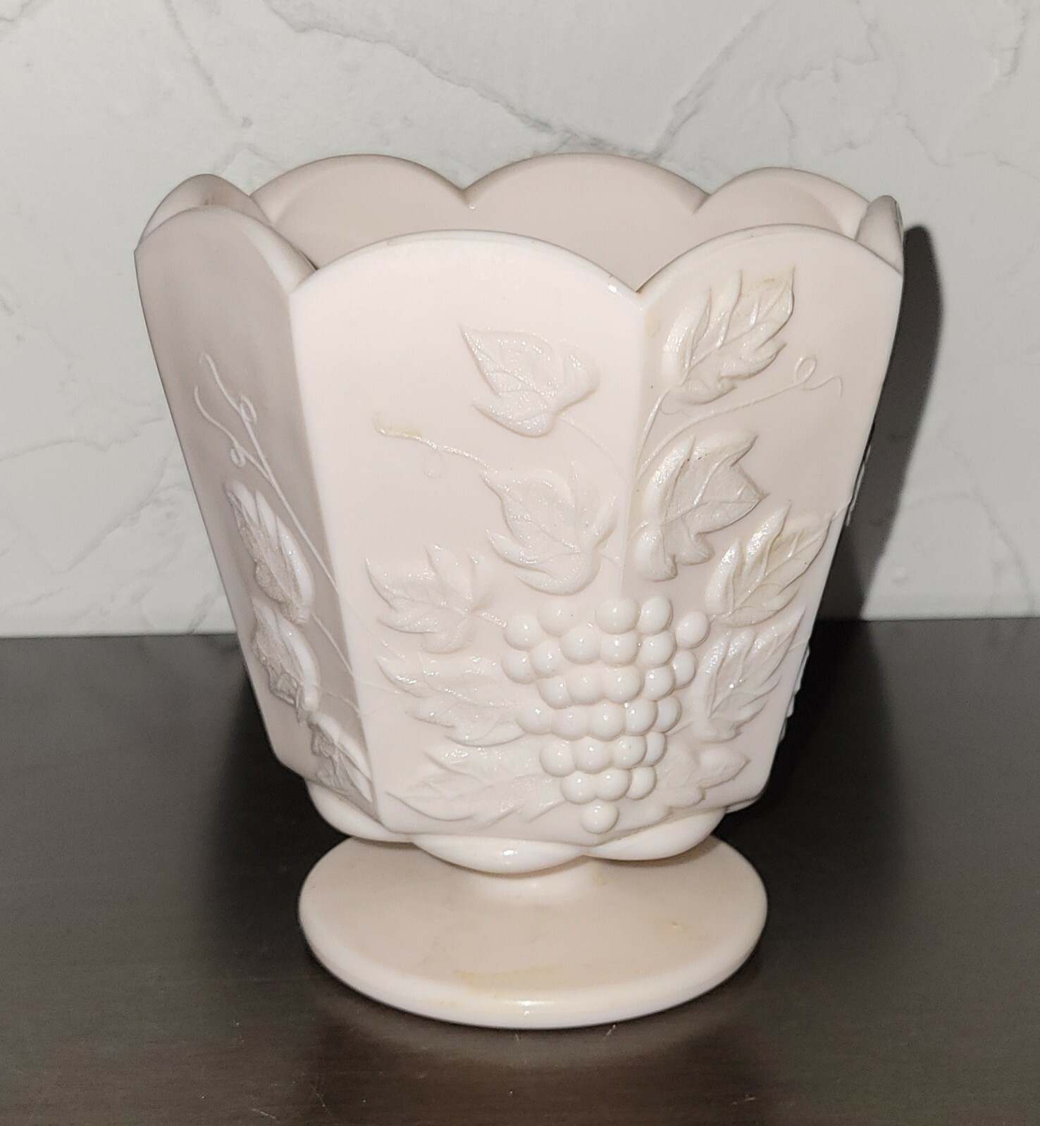Vintage Pink Milk Glass Milkglass Napco Planter Vase 5