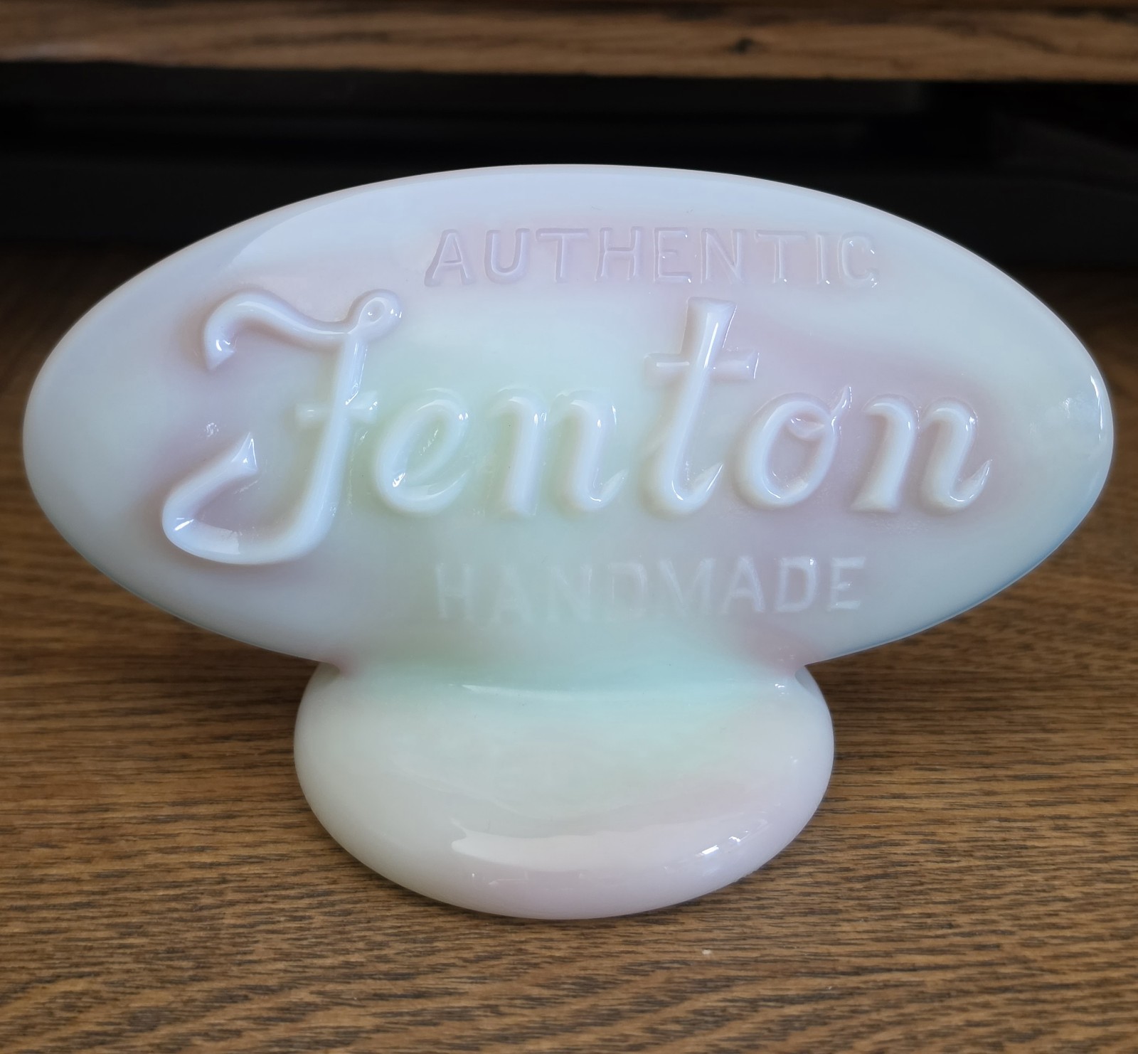 Fenton Glossy Lotus Mist Dealer Logo - HTF