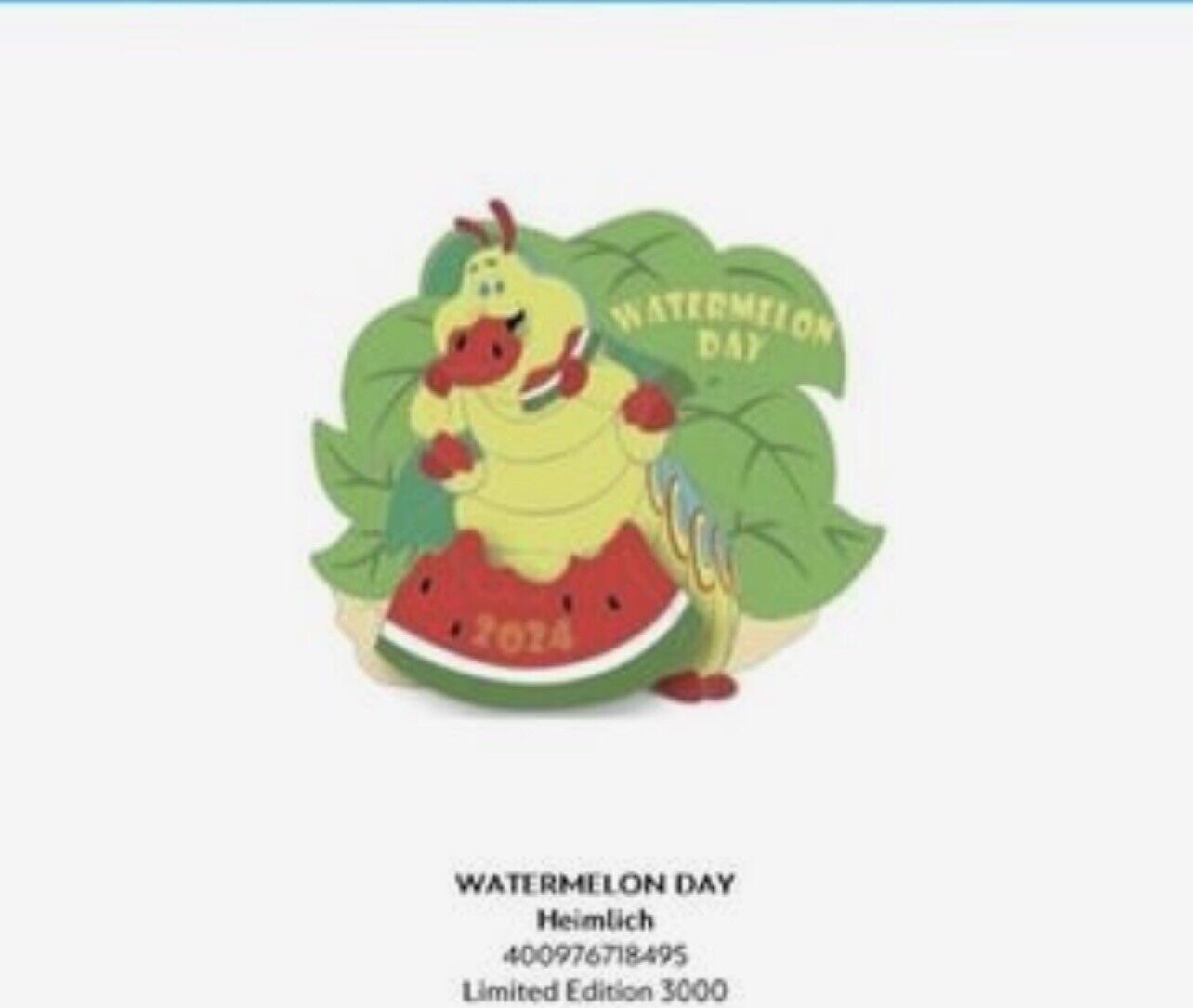 Disney Parks 2024 Watermelon Day A Bug’s Life Heimlich Pin LE New