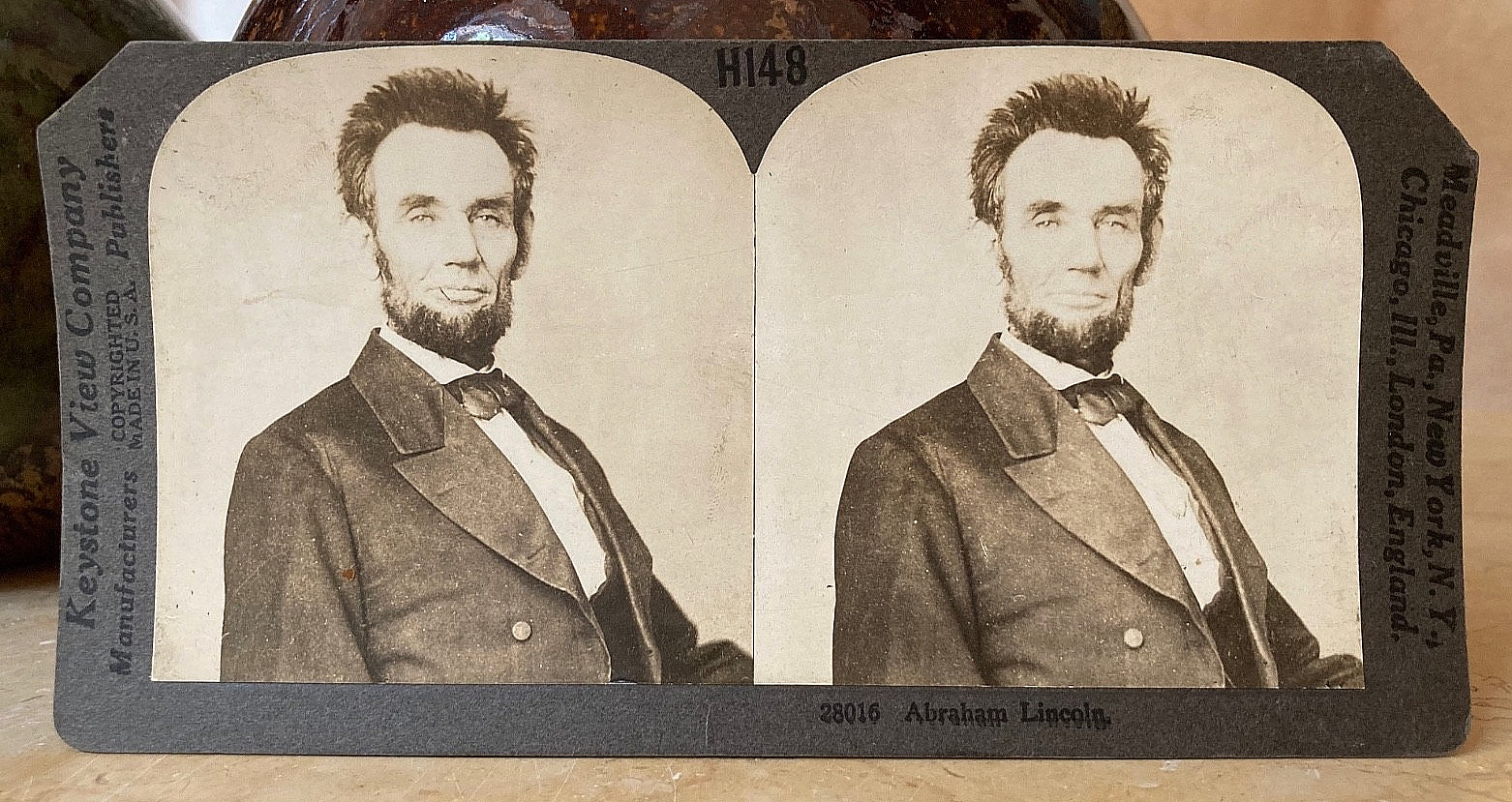 LINCOLN STEREOVIEW UNDERWOOD 28016 MASTER MOUNT CARL SANDBURG FASIMILE AUTOGRAPH