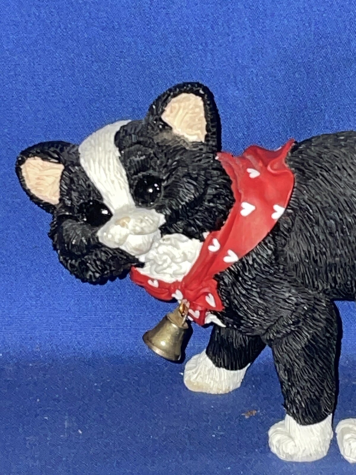 Vintage Tuxedo Cat Kitten Farmer Barn Kitty Bell Bandanna Figurine ❤️blt10m7