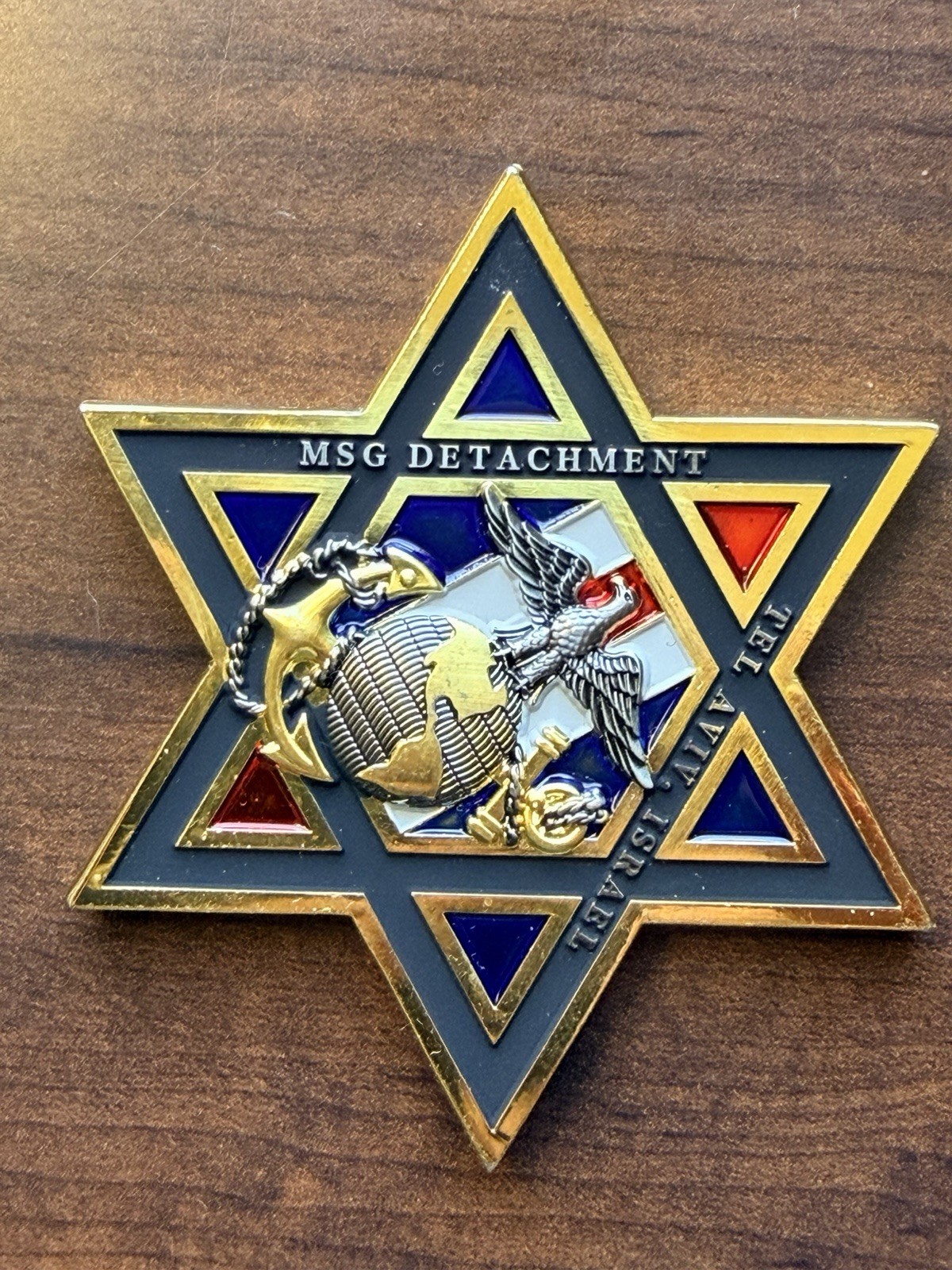 Rare HTF Challenge Coin MSG Detachment TEL AVIV ISRAEL Large Star USMC Marines