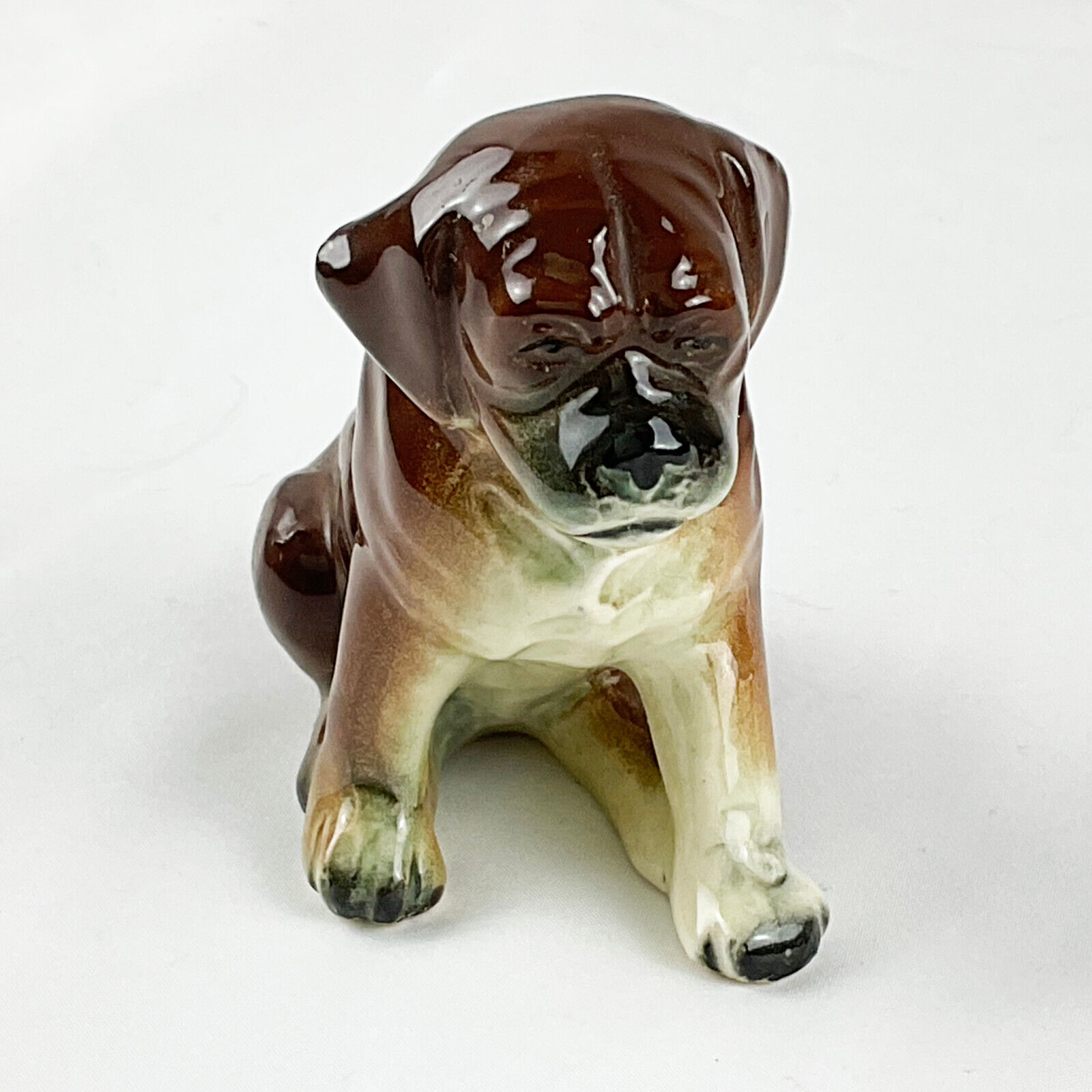 Vintage Porcelain Boxer Sitting Dog Figurine