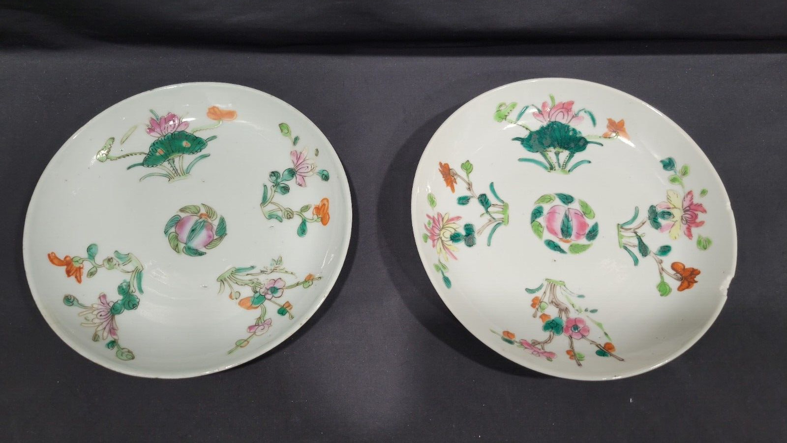 Two Antique Chinese Qing Dynasty Tongzhi Porcelain Dishes