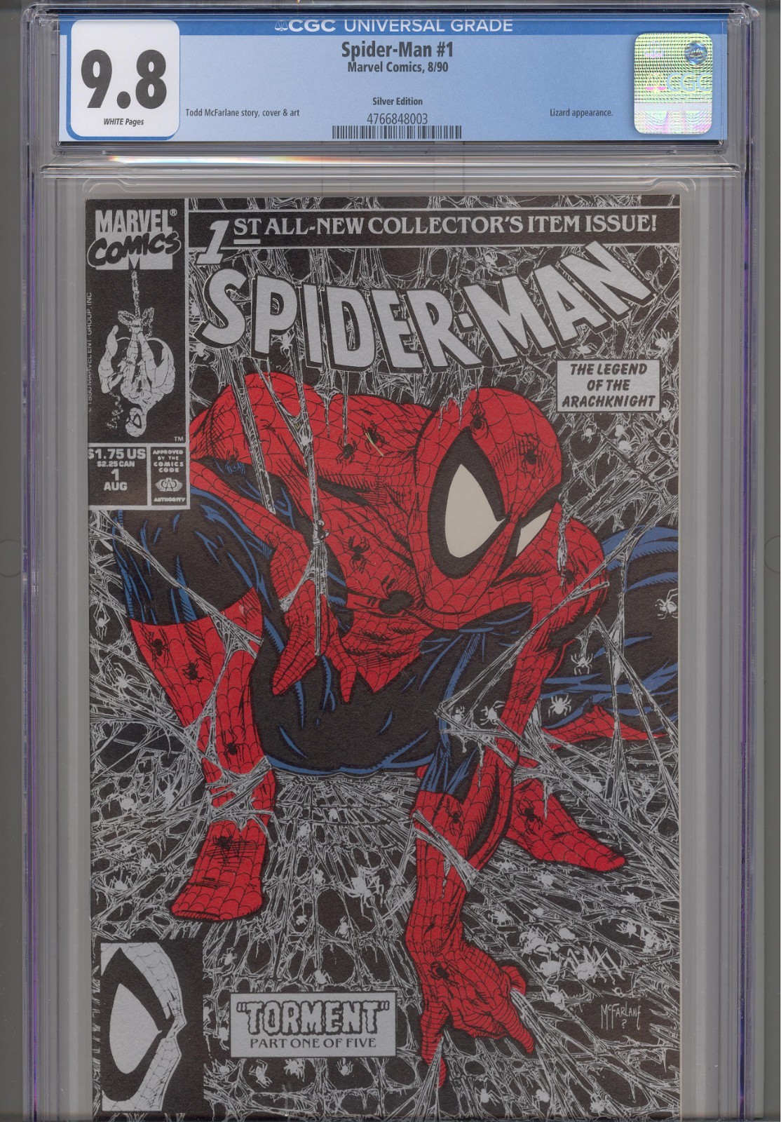 Spider-Man #1 CGC 9.8 1990 Marvel Comic McFarlane Cover Art & Story Silver Cover