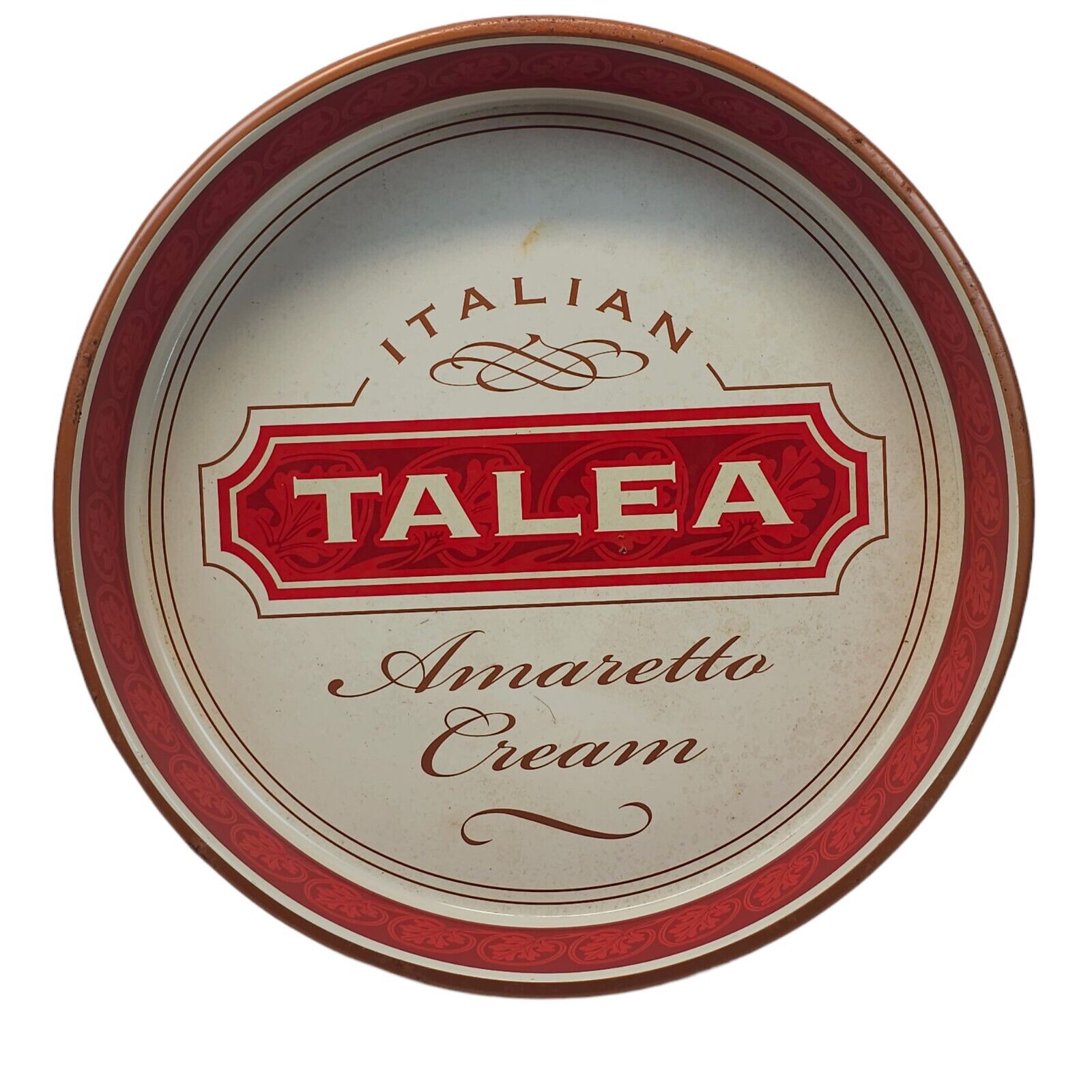 TALEA Italian Amaretto Cream Metal Tray Vintage