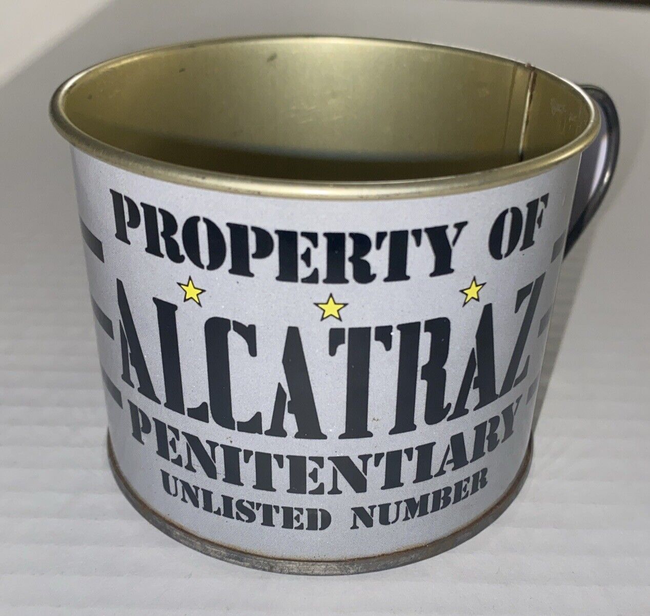 Vintage Property of Alcatraz Souvenir Penitentiary Tin Cup California