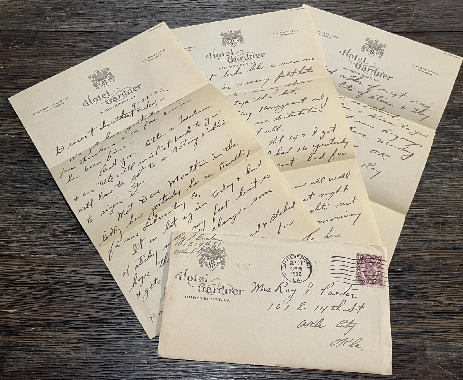 1932 ORBIT GUM Salesman Letter Hotel Gardner Shreveport LA Depression Era