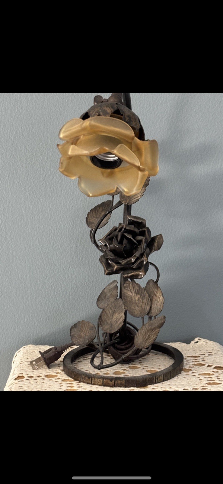 1930’s French Art Nouveau Vintage Rose Lamp