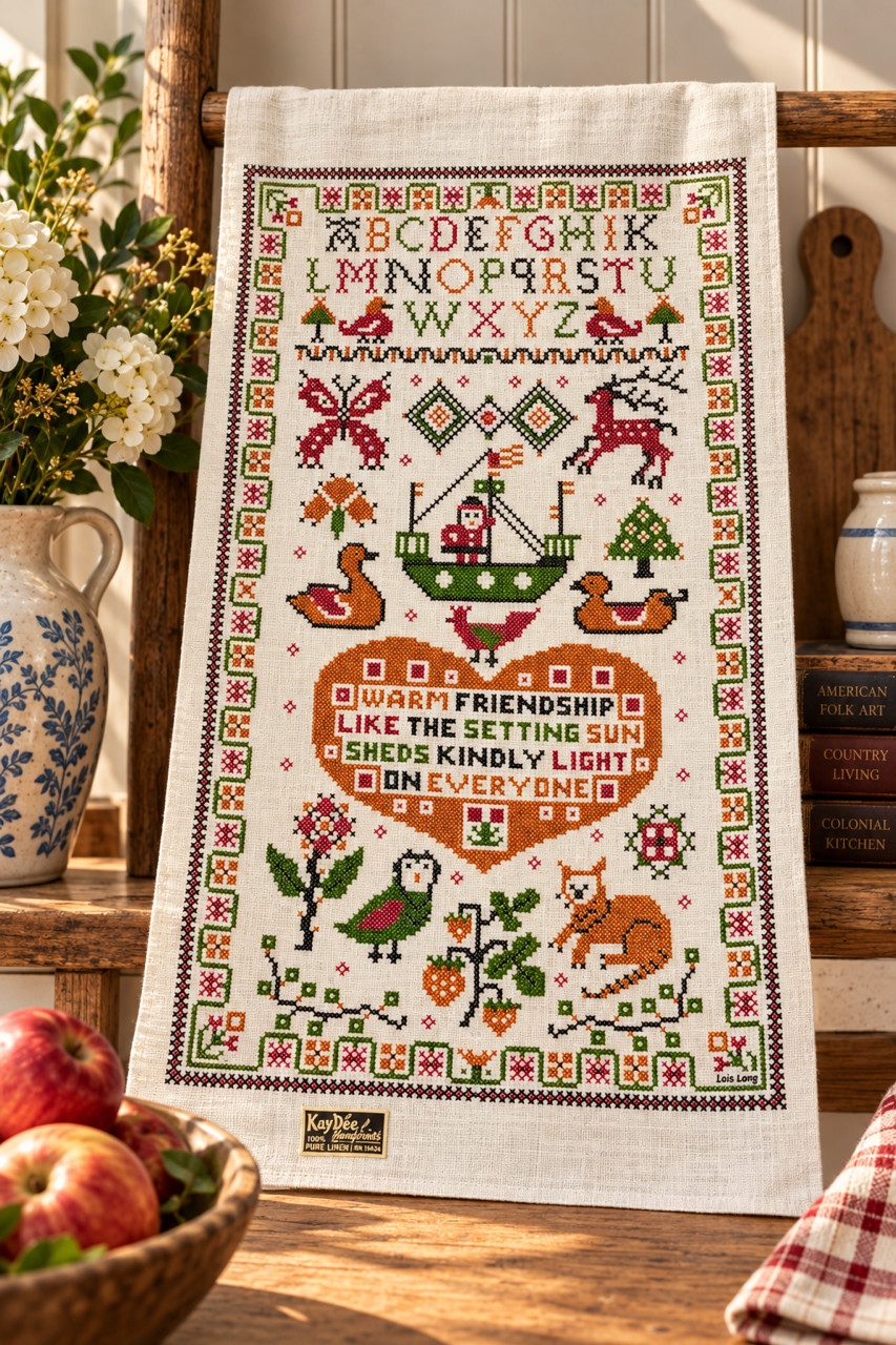 Vintage Kay Dee Linen Tea Towel Lois Long 