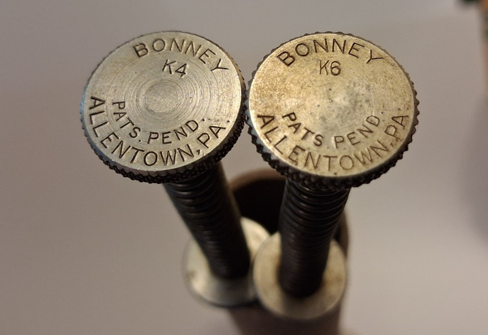 NOS Antique Bonney K4 & K6 Brass Push Button Spring Loaded - Pick Up Tool Set