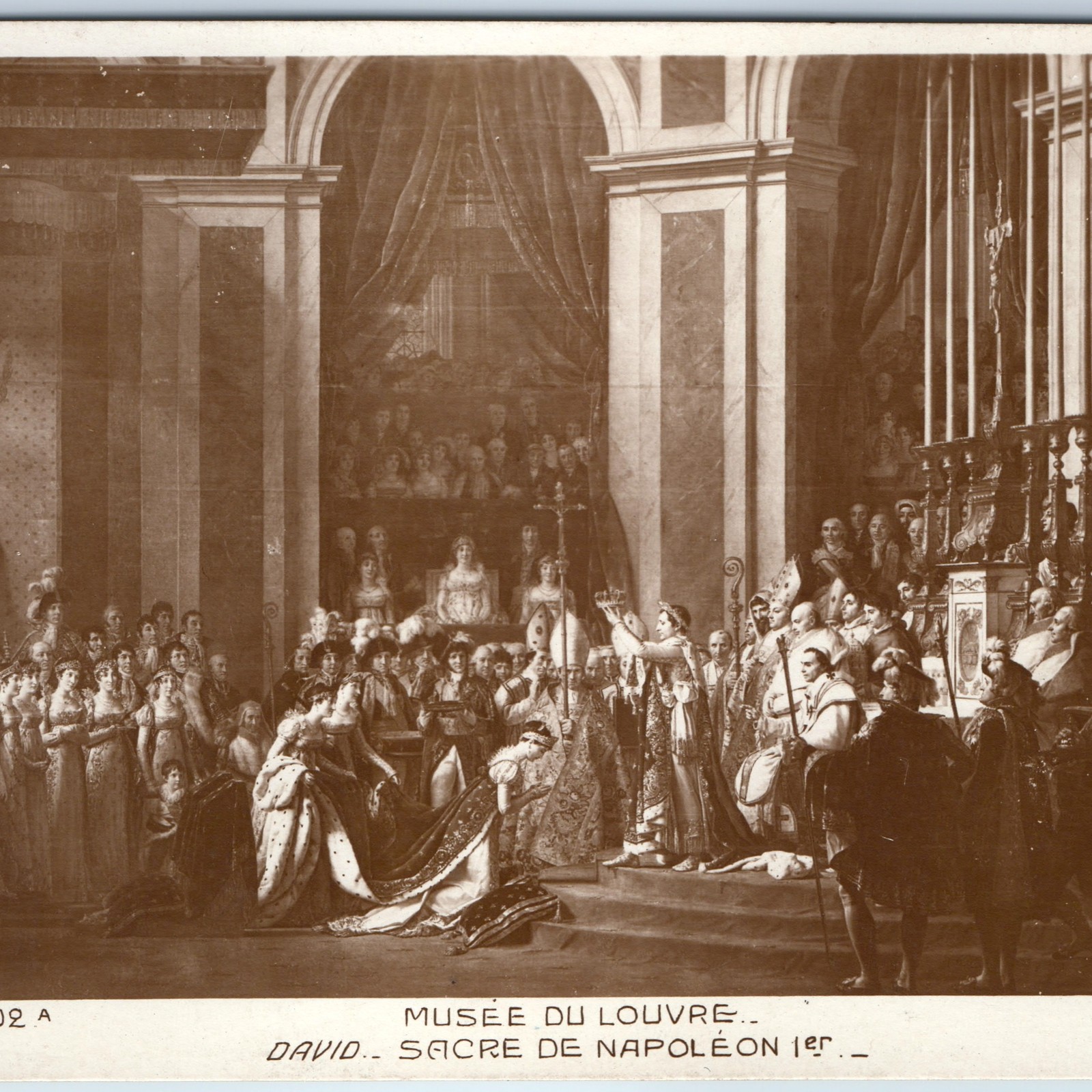 c1900s Paris France RPPC Napoleon I Coronation Painting Louvre Museum David A363