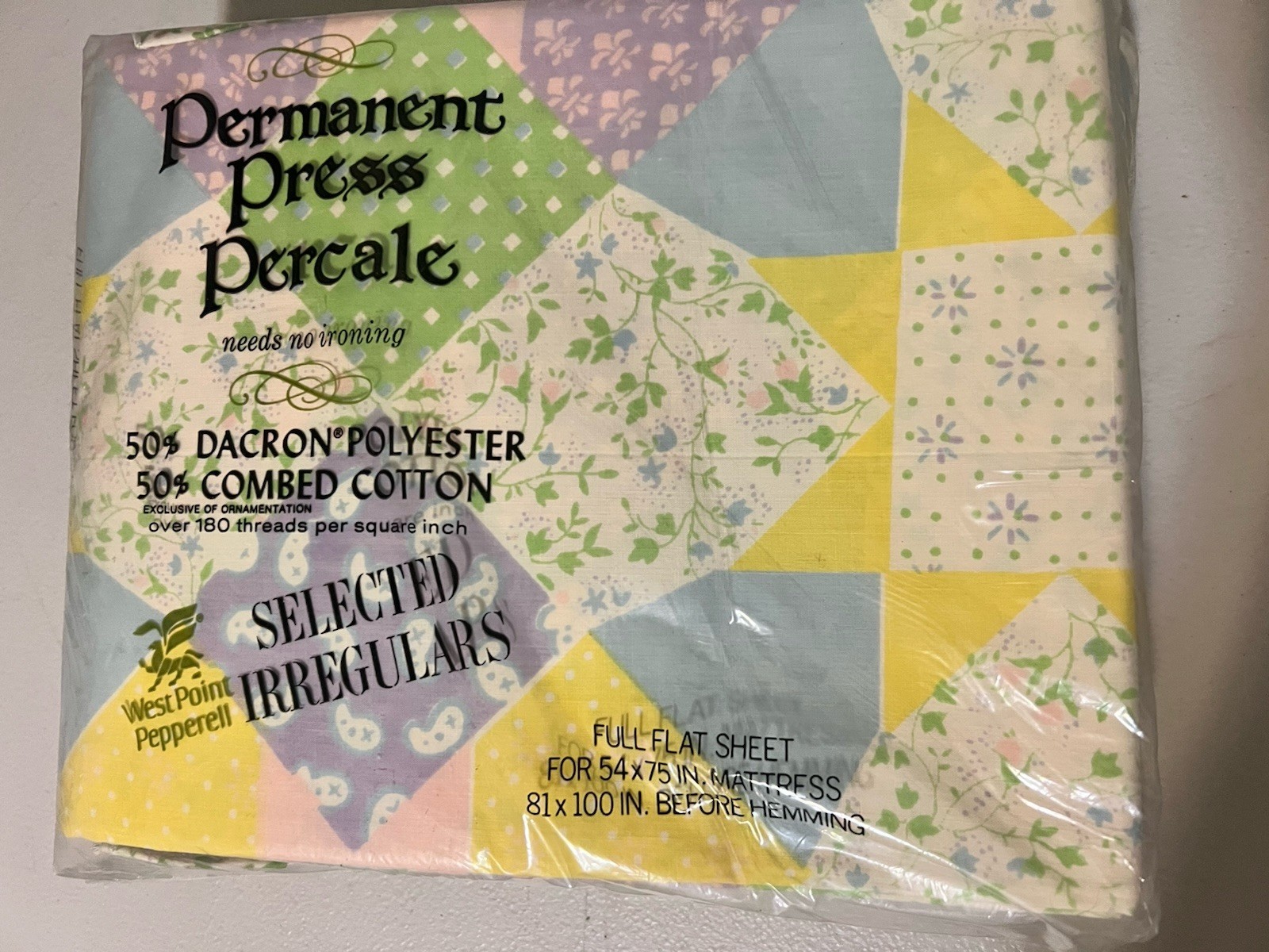 Vintage Martex Pastel Patchwork Full Flat Sheet Percale Factory Irregular NOS Vintage Martex Pastel Patchwork Full Flat Sheet Percale Factory Irregular NOS