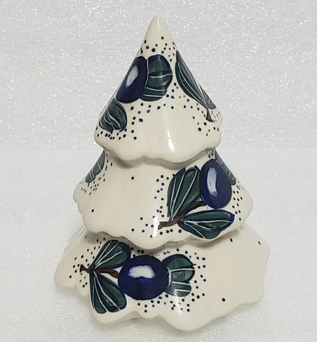 Vintage Polish Pottery Tree Boleslawiec Unikat Blueberries Ceramic 5\