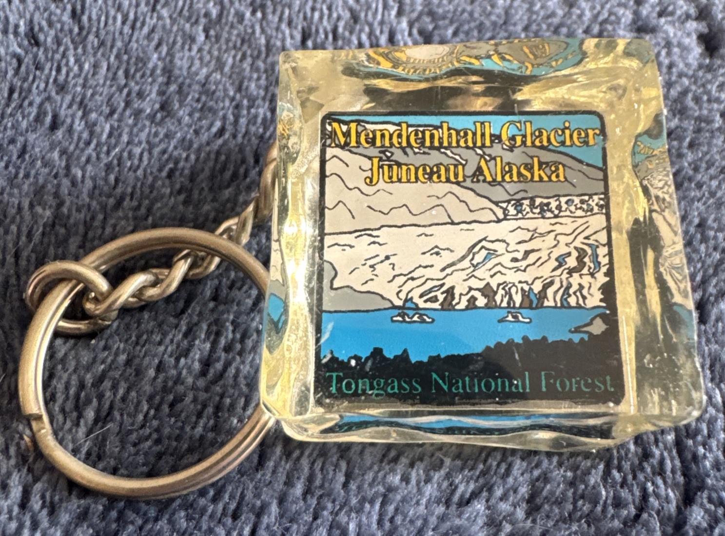 Vintage Mendenhall Glacier Juneau Alaska Tongass National Ice Block Keychain