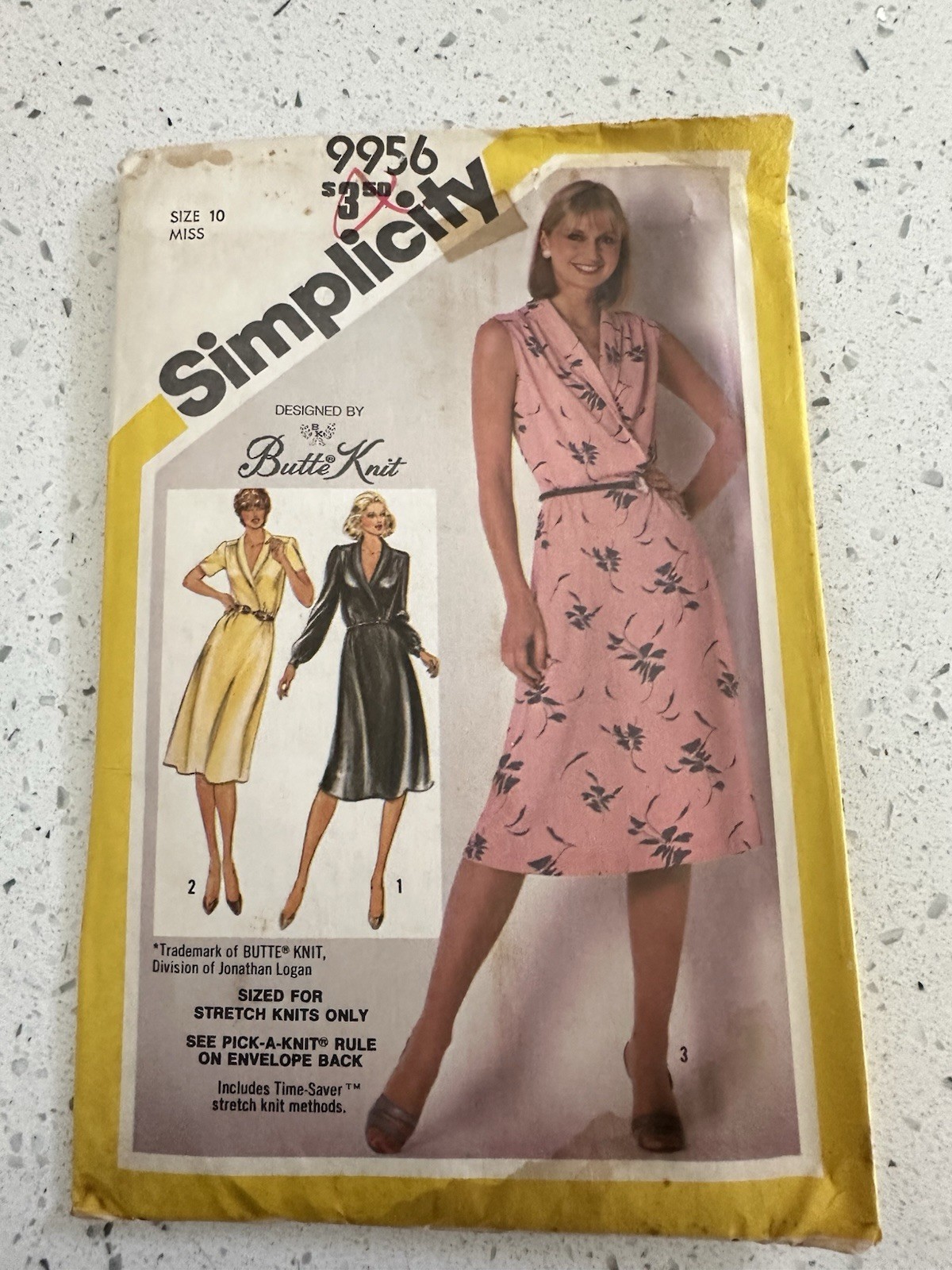 Dress Crossover V Neck Simplicity 9956 Sewing Pattern VTG 80s Butte Knit Size 10