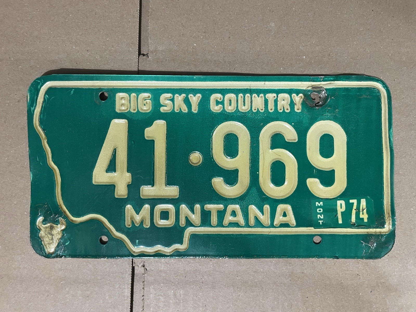 1974 Montana License Plate County 41 - 969 McCone County