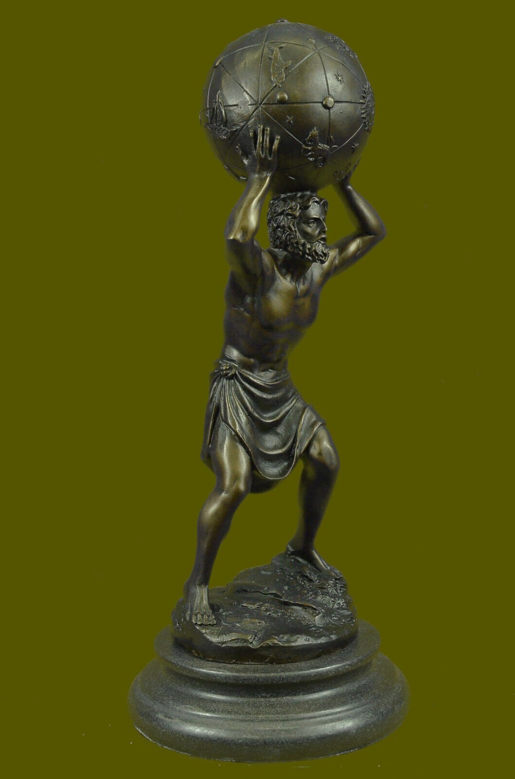 Art Deco Original Aldo Vitaleh Carrying the World Bronze Sculpture Figurine Deal