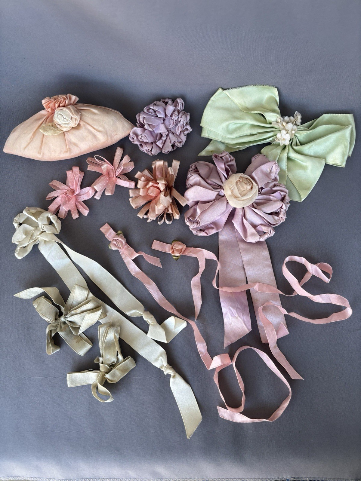 Antique Ribbonwork bows rosettes trim