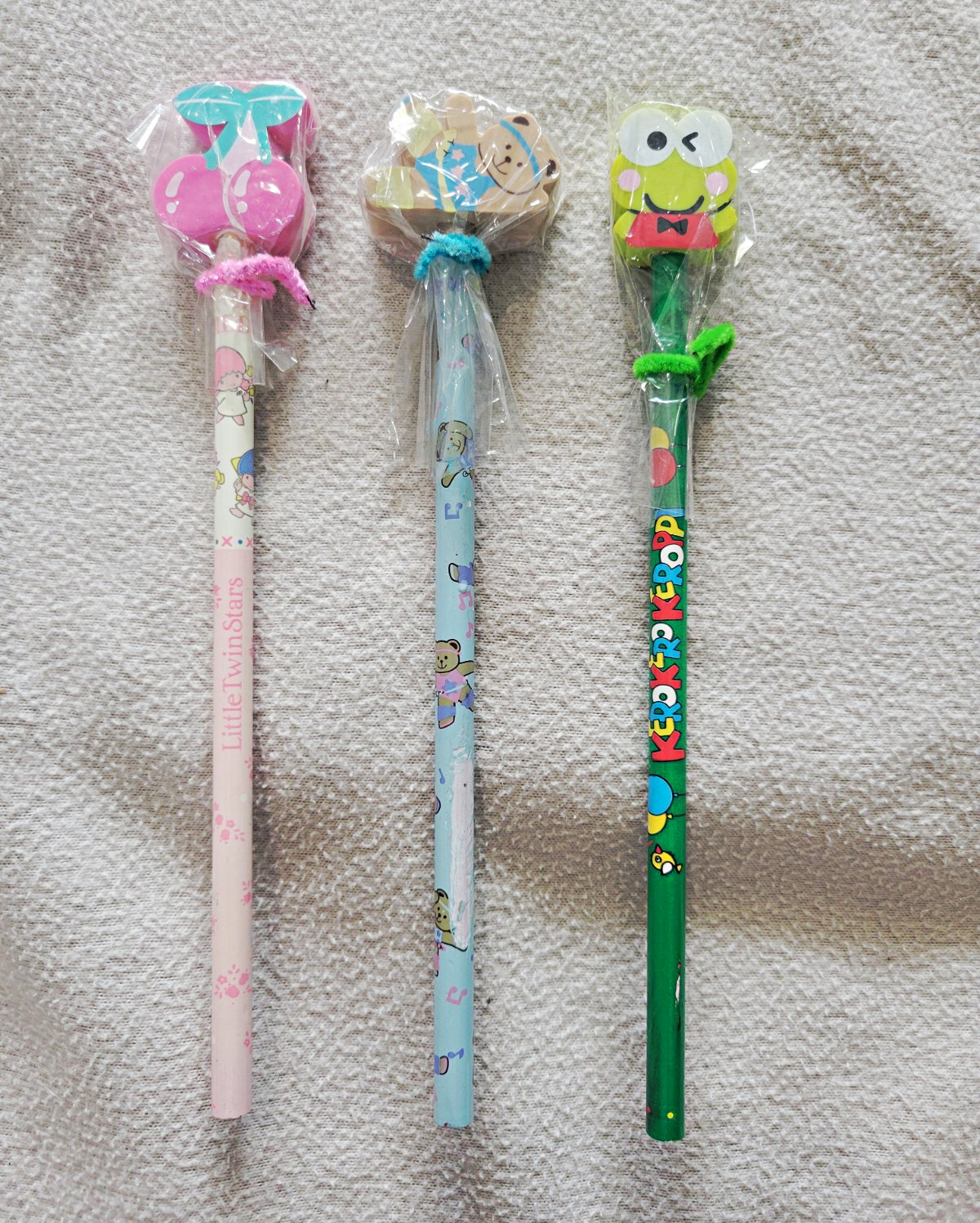 Vintage 90s Sanrio Pencil Lot of 3 - Keroppi Little Twin Stars - NOS