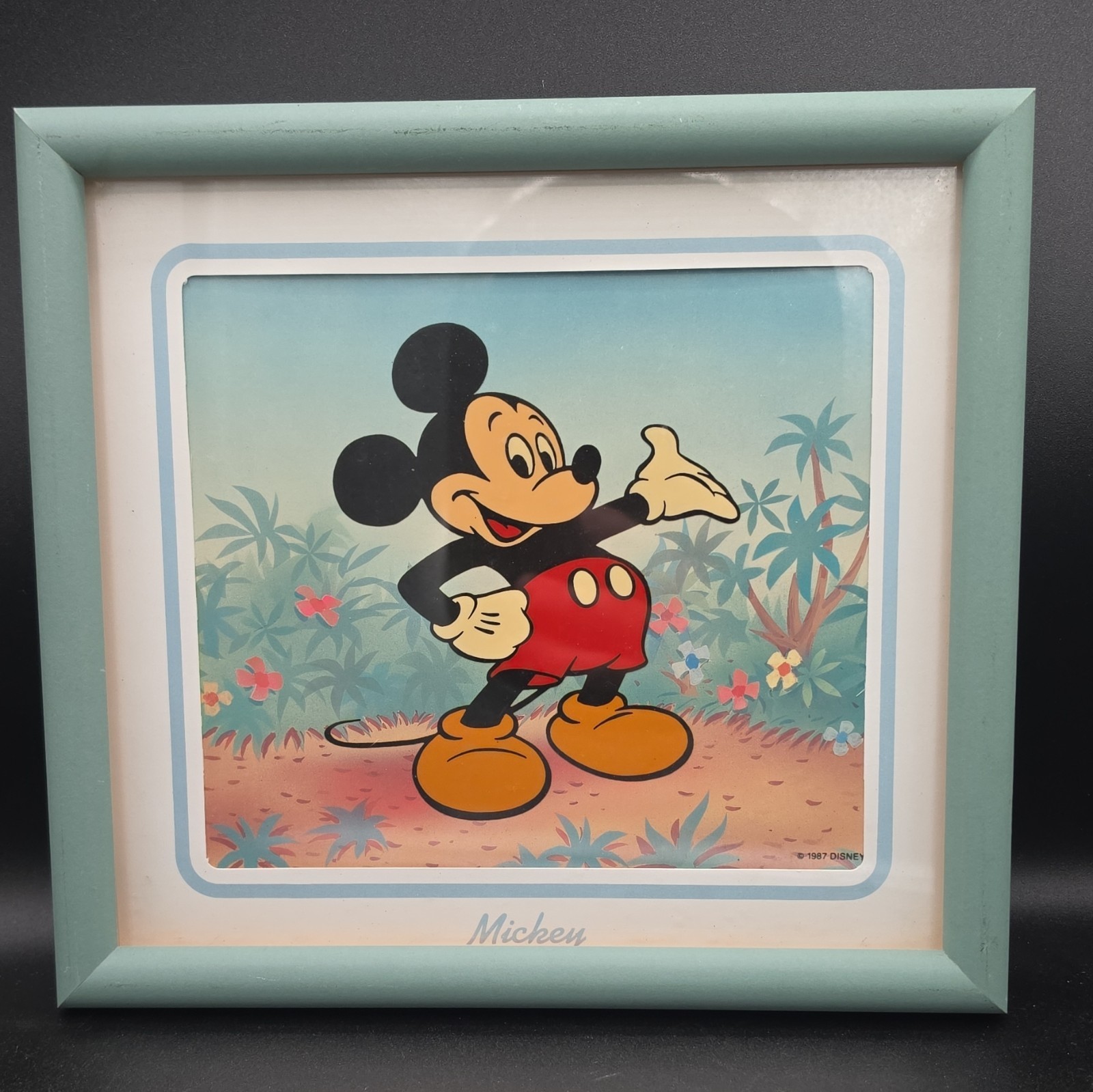 Disney 1987 Animation Cell Art Framed Set of 2 Mickey Mouse & Minnie Mouse