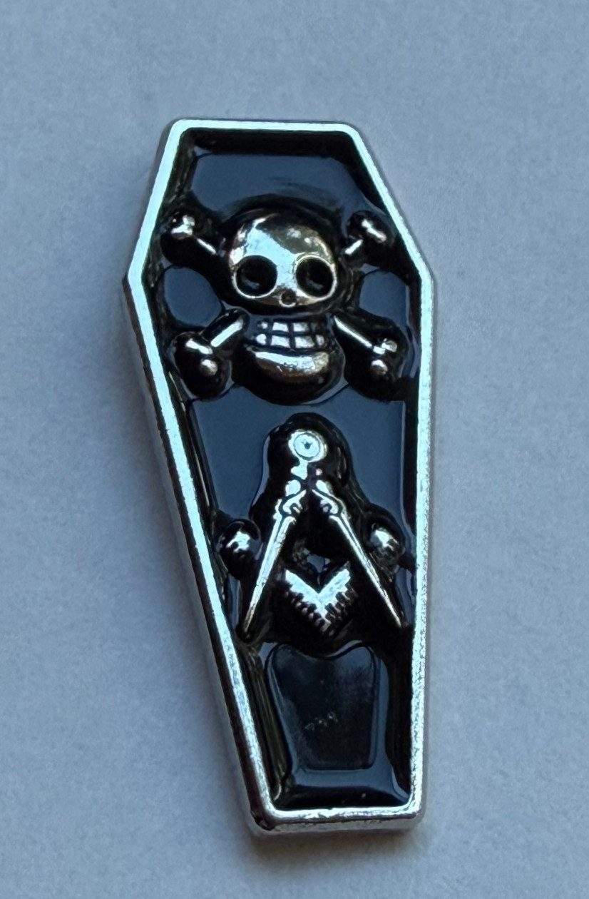 Limited Edition Masonic Coffin Lapel Pin – One Piece Skull & Crossbones