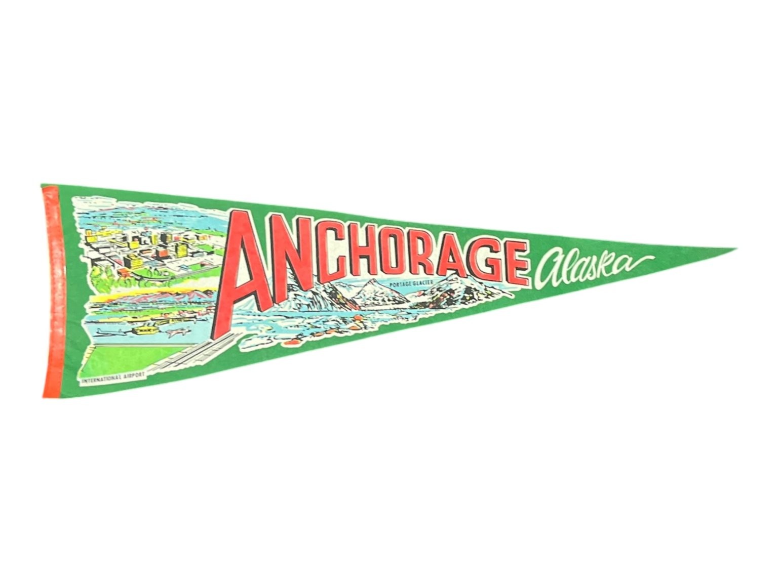 Vintage Anchorage Alaska Pennant Felt Portage Glacier International Airport 25