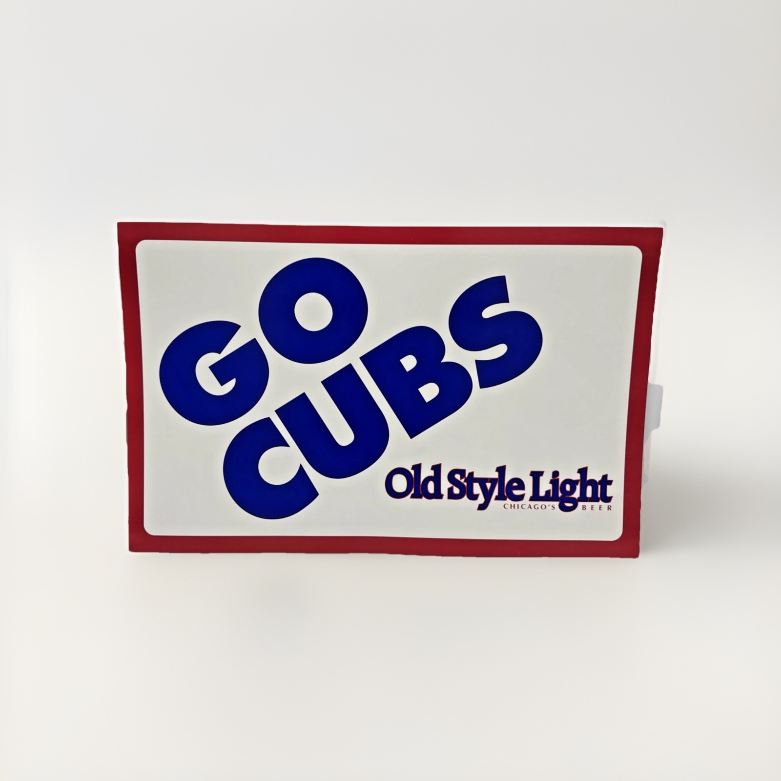 Vintage Chicago Cubs Old Style Light Beer Sign Double Sided Bar Man Cave 22x14