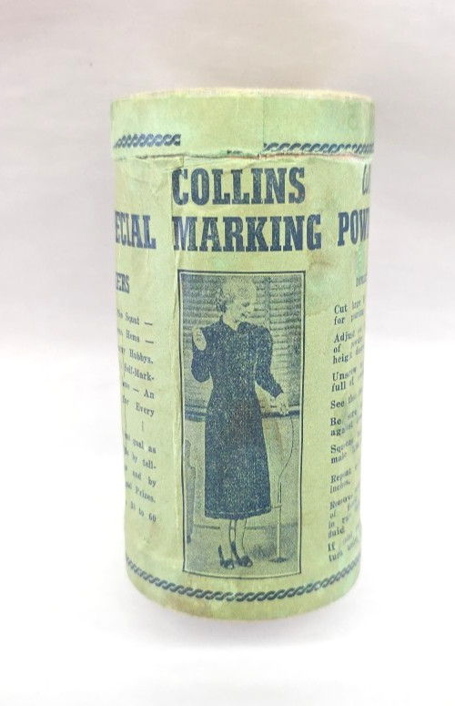 Vintage Collins Special Marking Powder Early Cardboard Container Cosmetic
