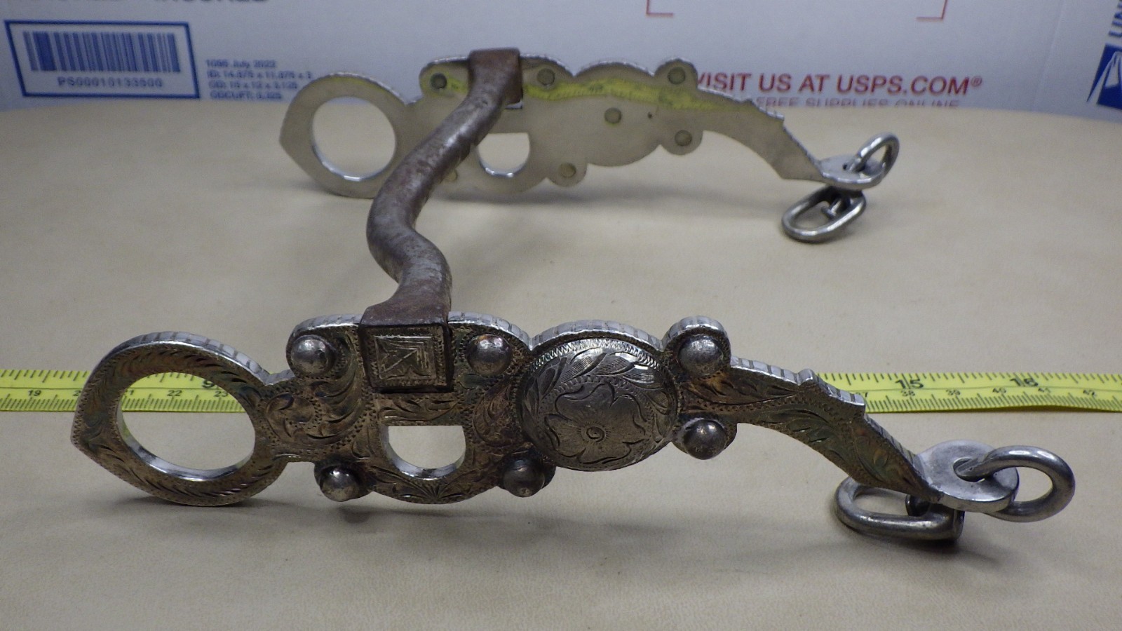 Vintage Western Horse Bit Sterling Overlay Eduardo Garcia Low Port Floral