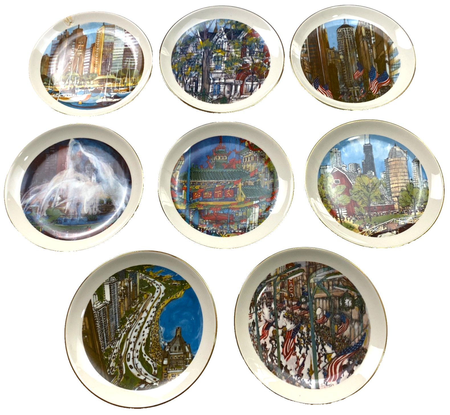 8 VTG Franklin McMahon Chicago Plate Set Limited Ed Continental Bank 8