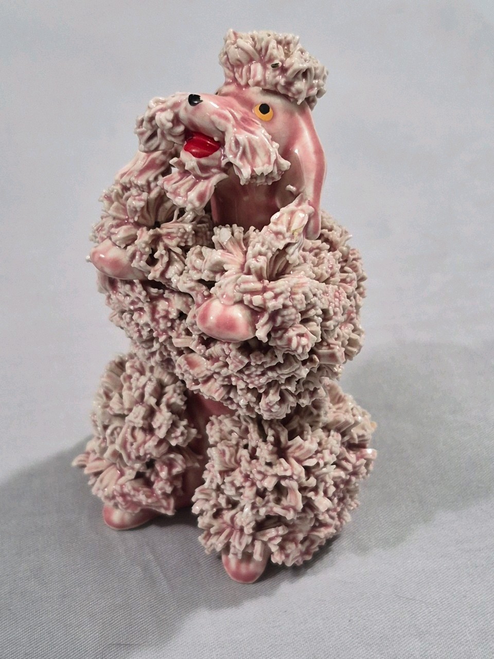 Vintage 1950s Pink Spaghetti Poodle Porcelain Figurine Japan MCM