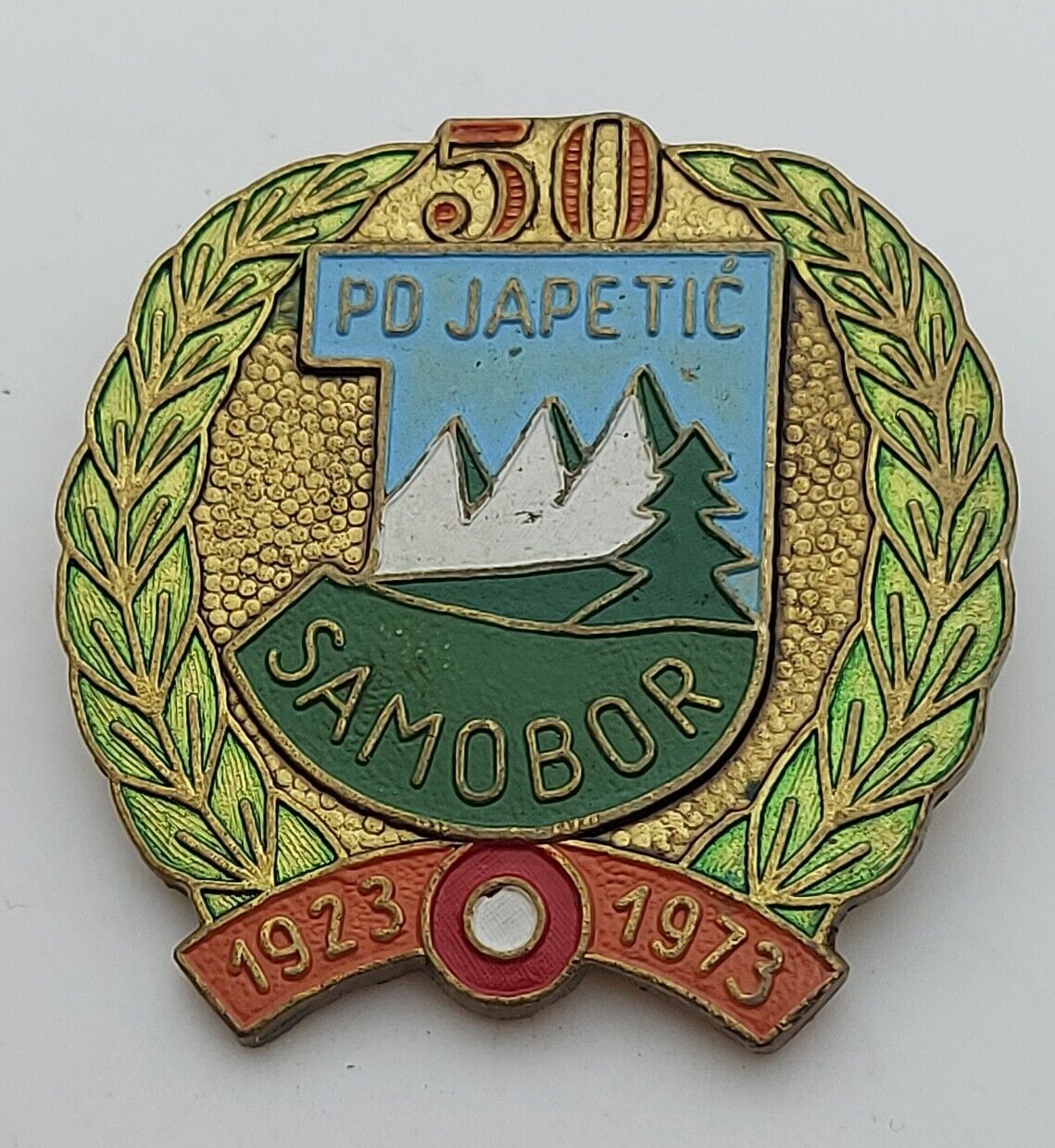 Mountaineering Club JAPETIC - SAMOBOR Croatia vintage pin badge from 1923/73 BIG