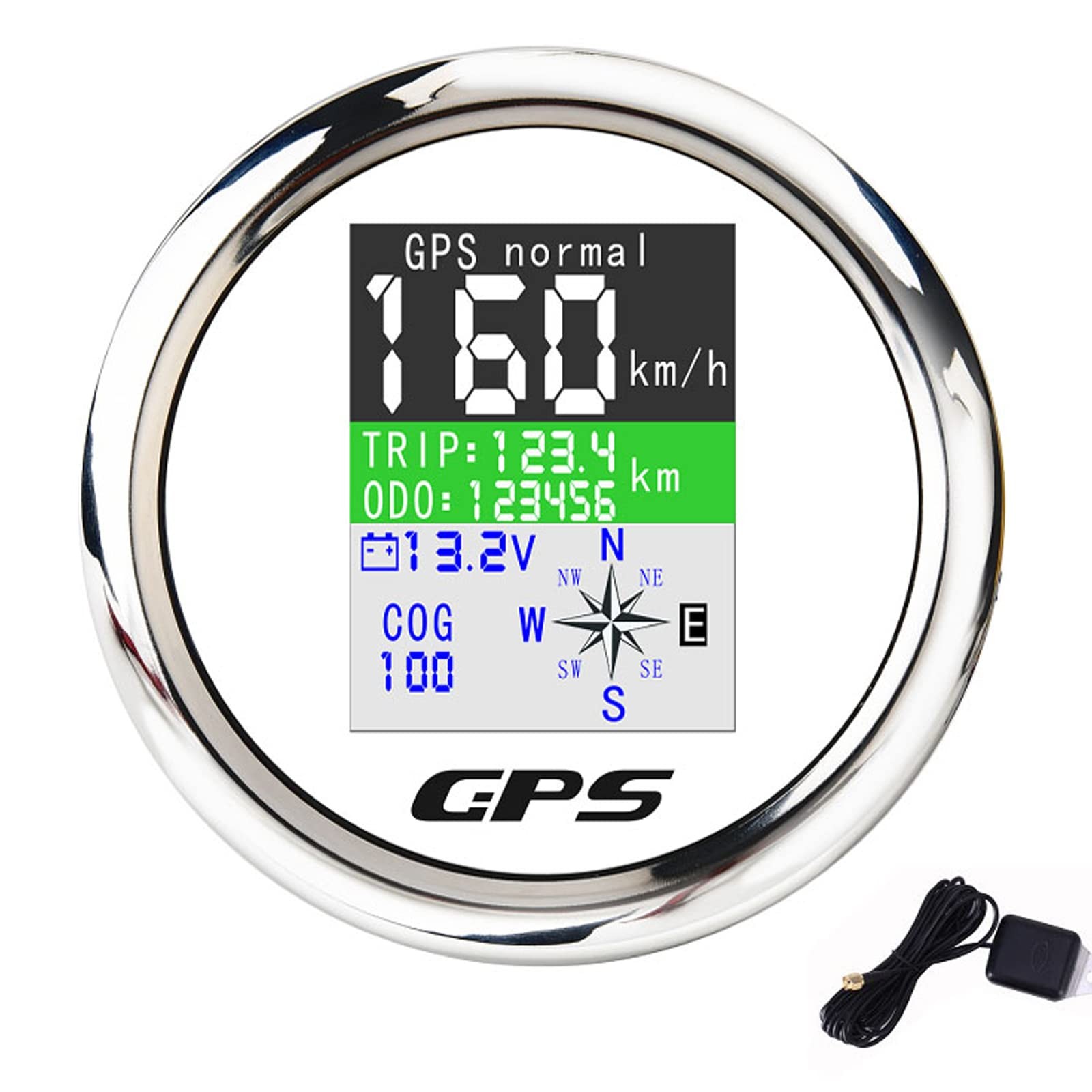 KAOLALI GPS Speedometer 9-32V for Boat Car Truck Motorcycle Silver White 85MM