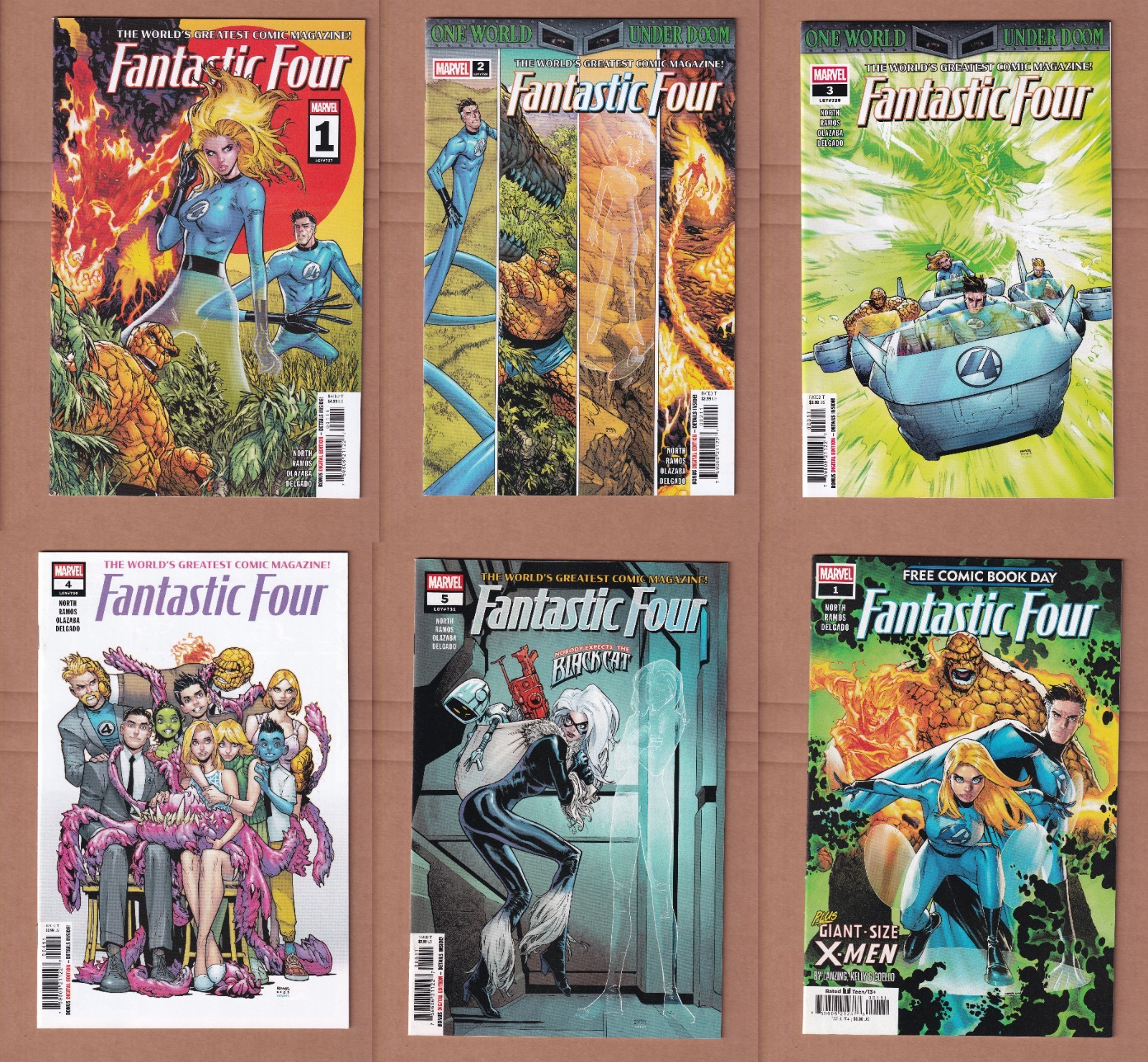Fantastic Four #1-5 & FCBD 2025 (Marvel, Ryan North, Humberto Ramos, 2025)