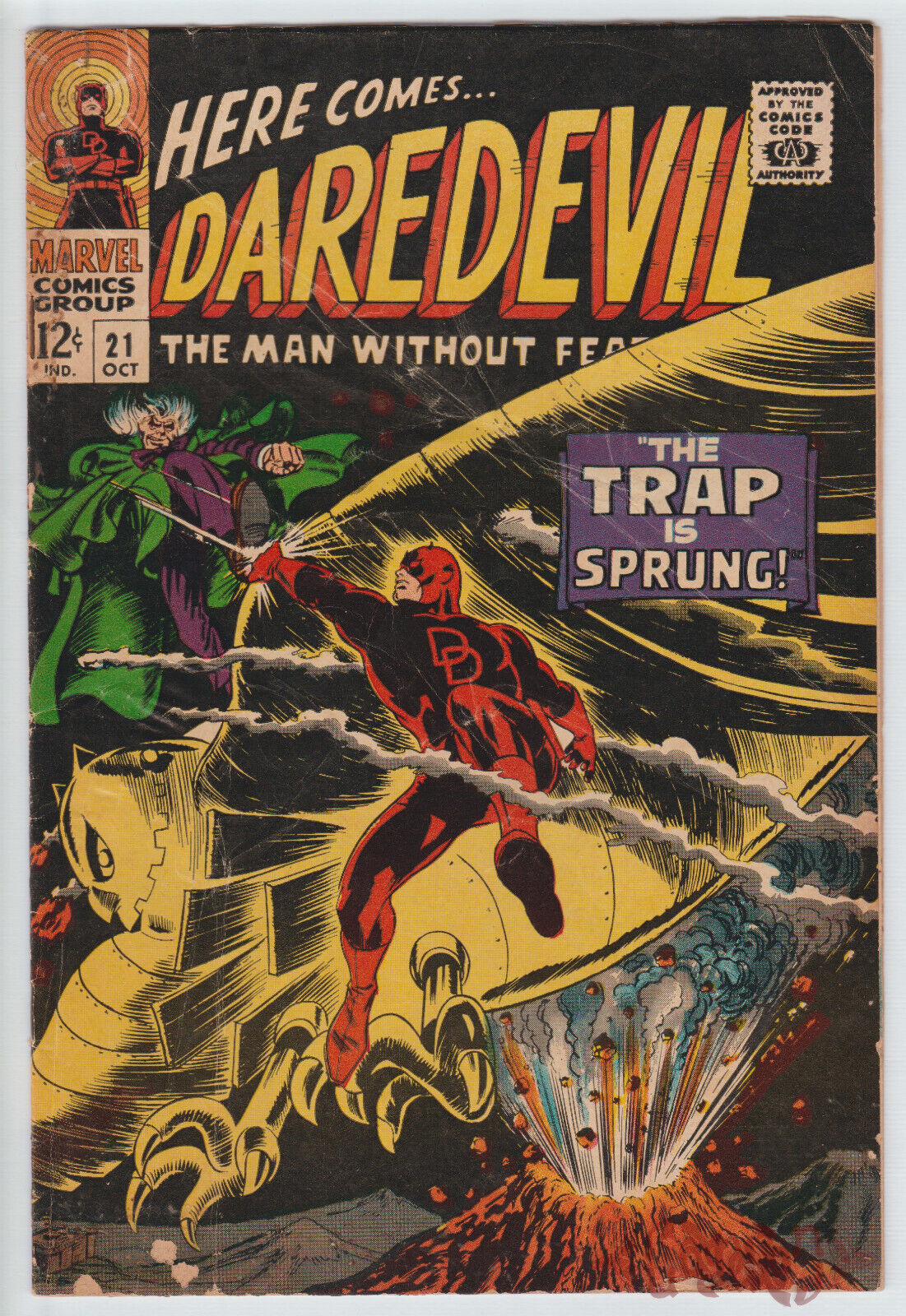 Daredevil #21 (10/1966) Marvel Comics The Trap is Sprung Off White Pages