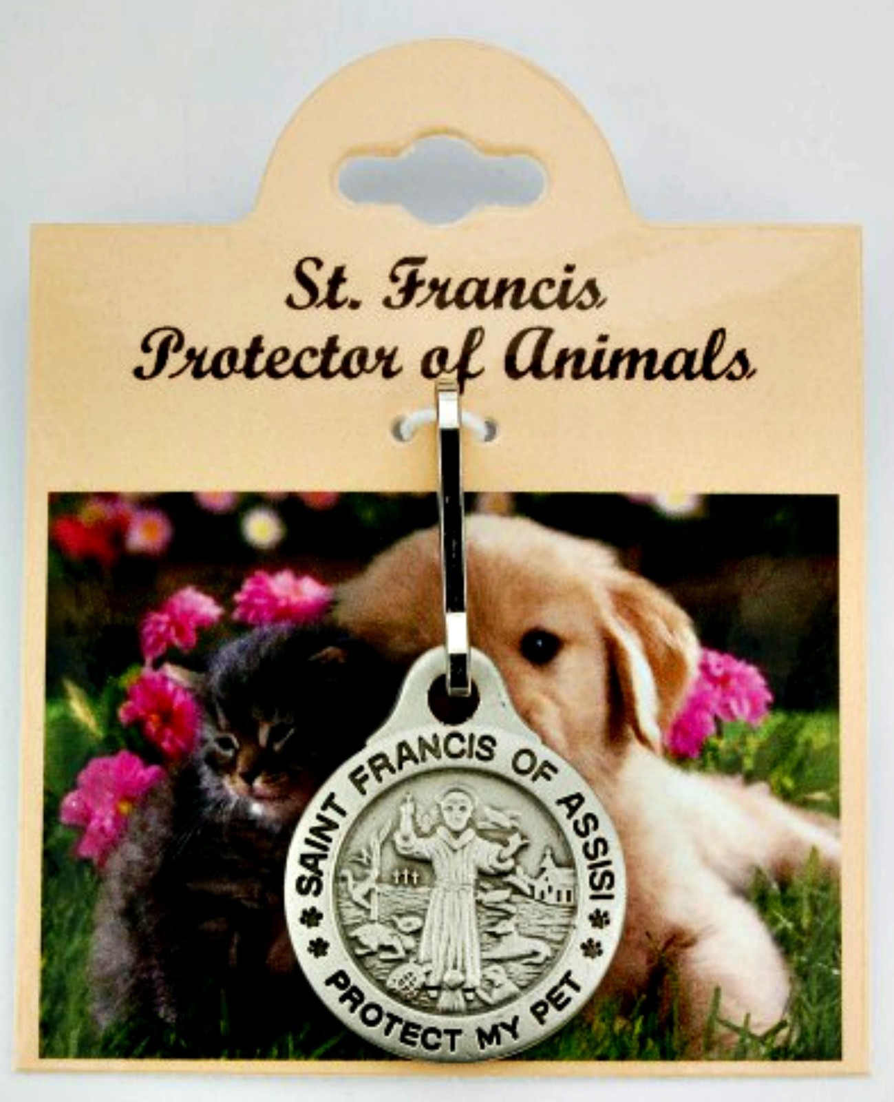 Pewter St. Francis Pet Protection Medal for Med & Large Pets