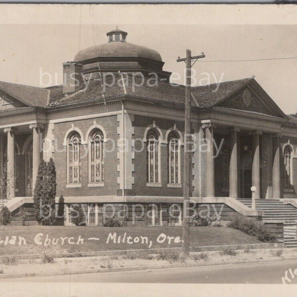 Vintage 1920s RPPC Milton Freewater First Christian Church Oregon Postcard
