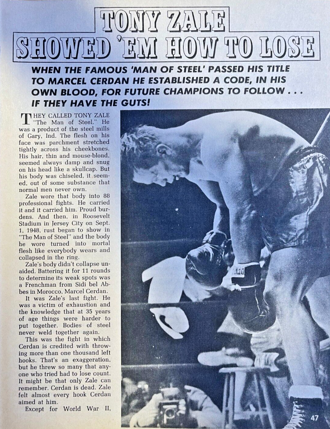 1969 Boxer Tony Zale illustrated