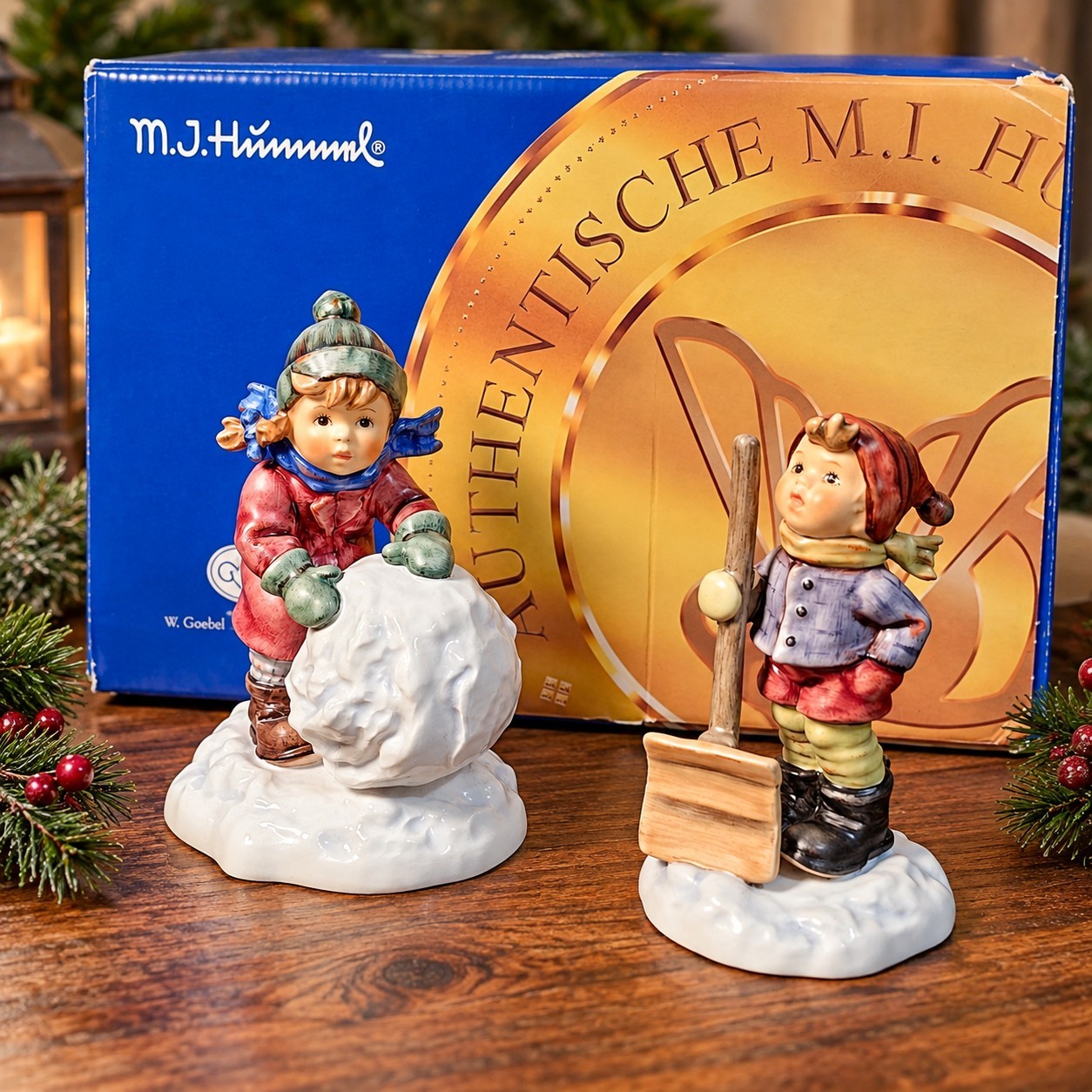 Goebel Hummel Set of Two First Snow Let It Snow 1999 Signed Master Painter MINTY